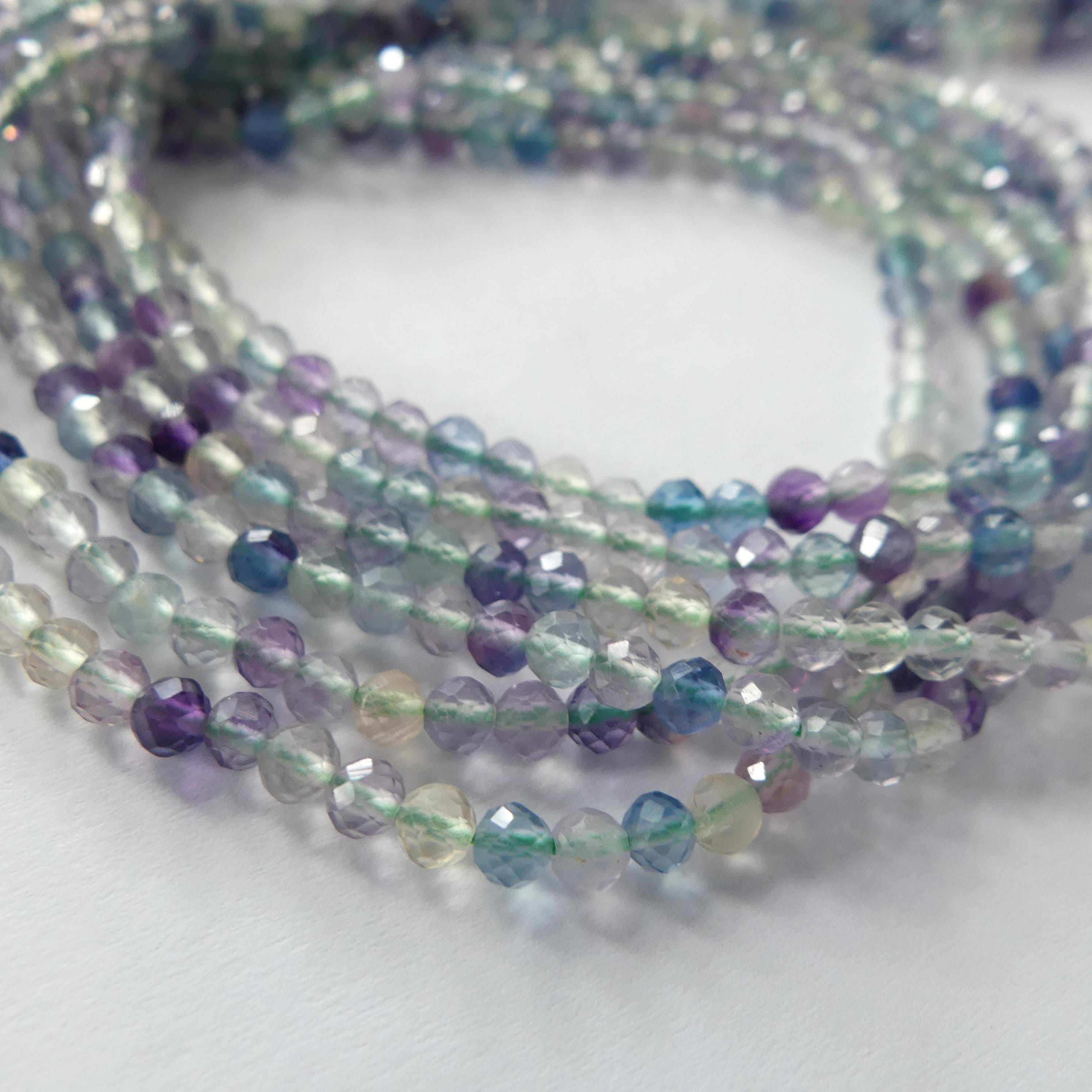 3mm AAA Multi Fluorite Beads Faceted Beads 15" Multi Color Genuine Gemstone Tiny Small Beads for Jewelry Making Beading Craft Gift