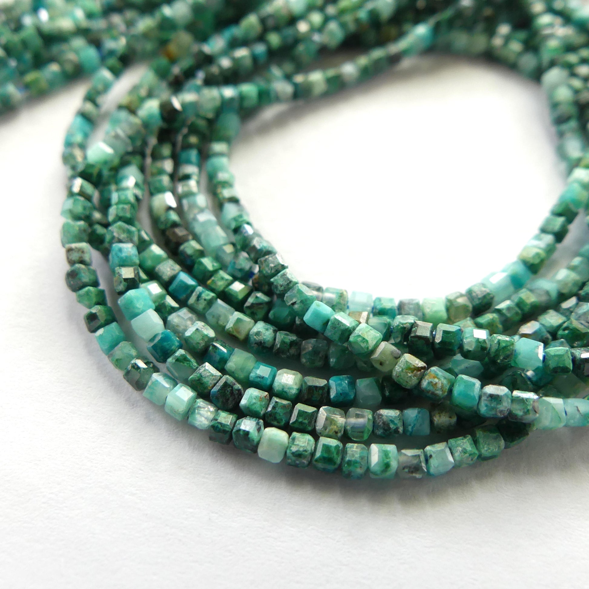 2mm Rare Malacholla Beads Cube Faceted 15" Malachite Bead Chrysocolla Gemstone Beads for Jewelry Making Beading Gift Crafter