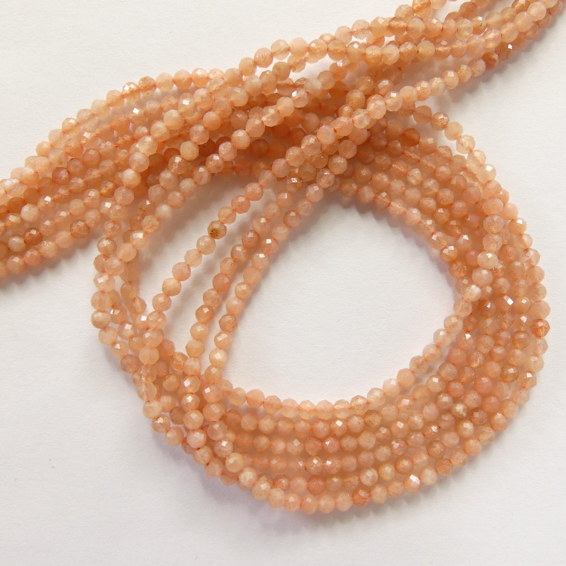 2mm Peach Moonstone Faceted Beads 15" Gemstone Beads Beading Crafter Gift June Birthstone DIY Jewelry