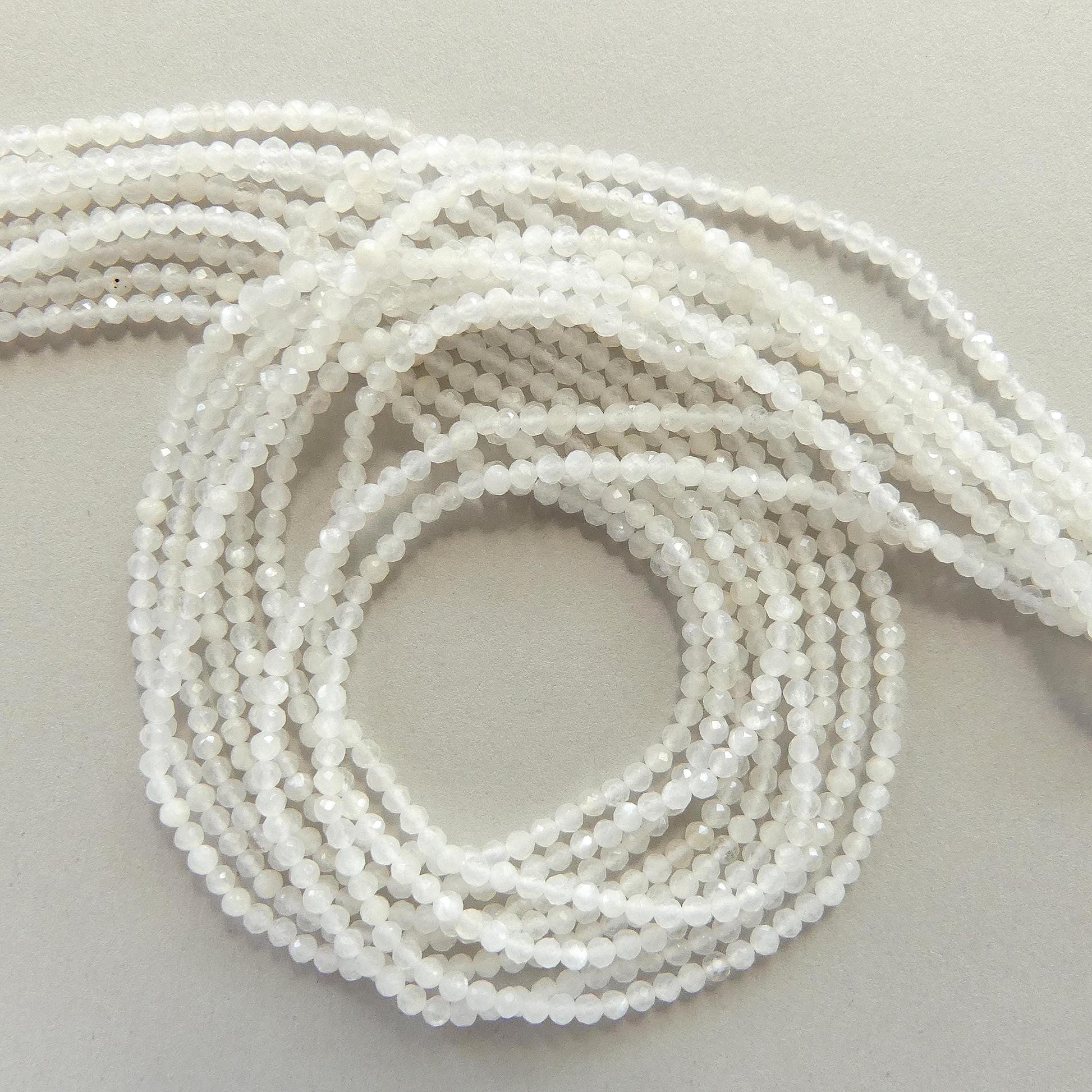 2mm White Moonstone Faceted Beads 15" Gemstone Beads Beading Crafter Gift June Birthstone DIY Jewelry Seed Beads