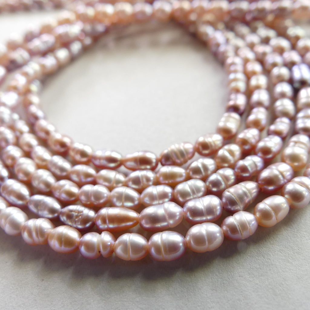 3mm Tiny Freshwater Pearl Beads Rice Shape Pearls Lavender Pink Baroque 15" Beads Beading Crafter Gift June Birthstone DIY Jewelry