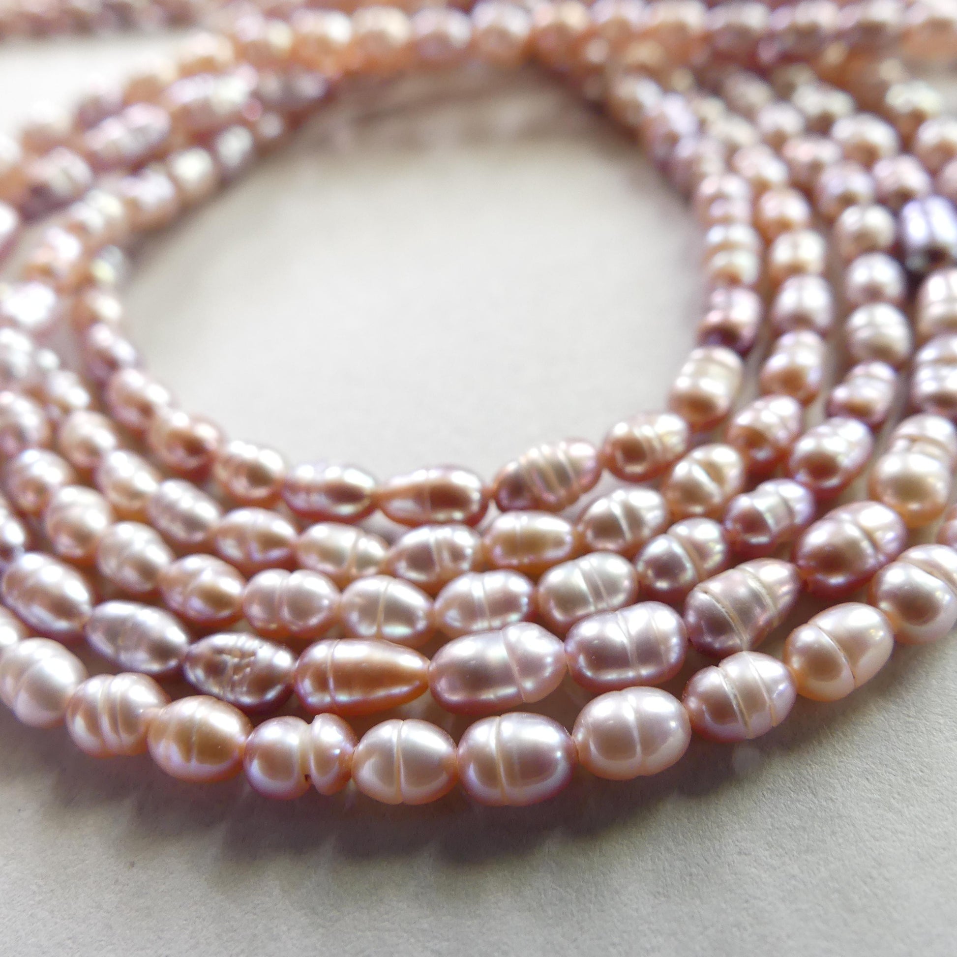 3mm Tiny Freshwater Pearl Beads Rice Shape Pearls Lavender Pink Baroque 15" Beads Beading Crafter Gift June Birthstone DIY Jewelry