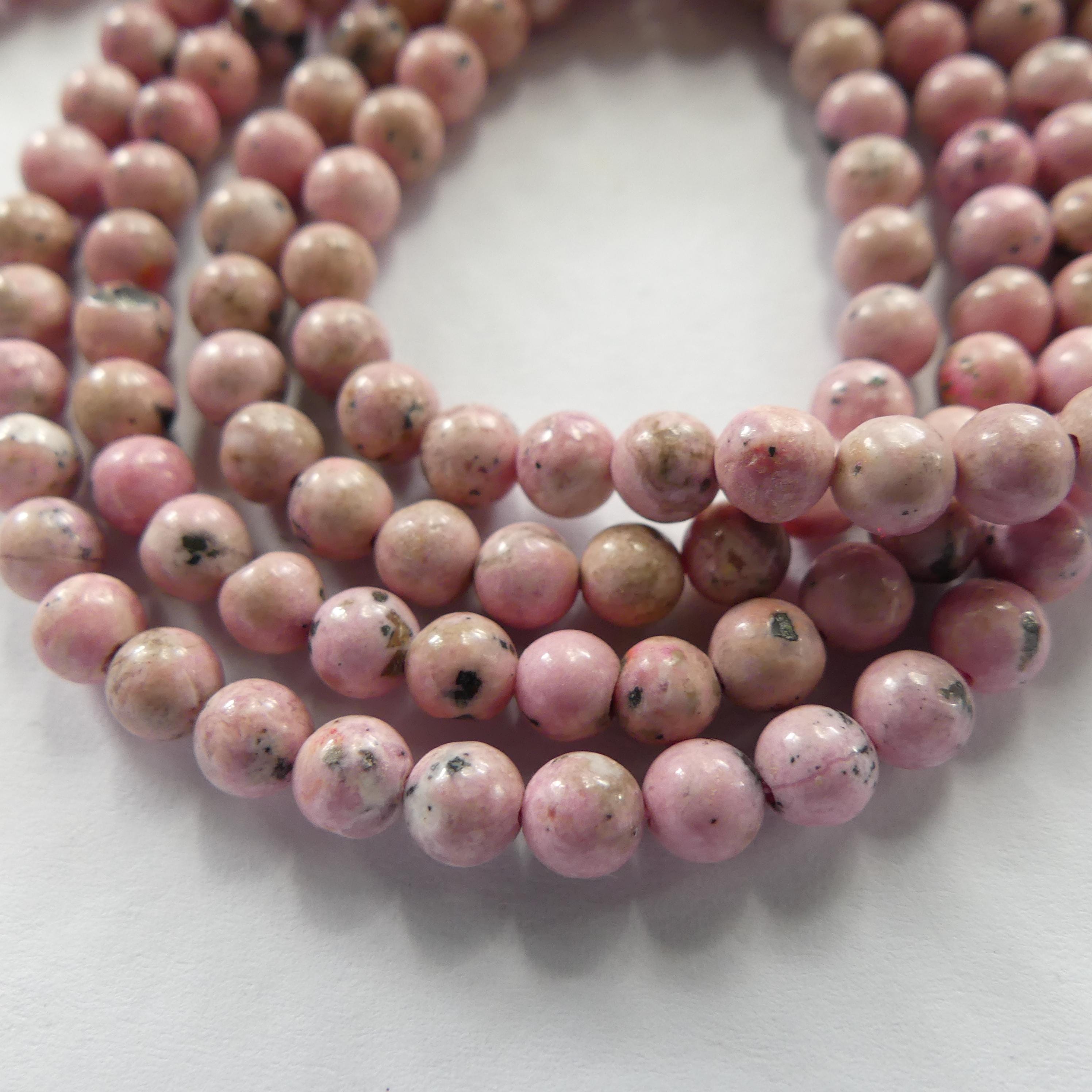 4mm Rare Peruvian Rhodonite Beads Faceted 15" Small Genuine Gemstone Beads for Jewelry Making Beading Craft Gift Beads Self-Love Abundance