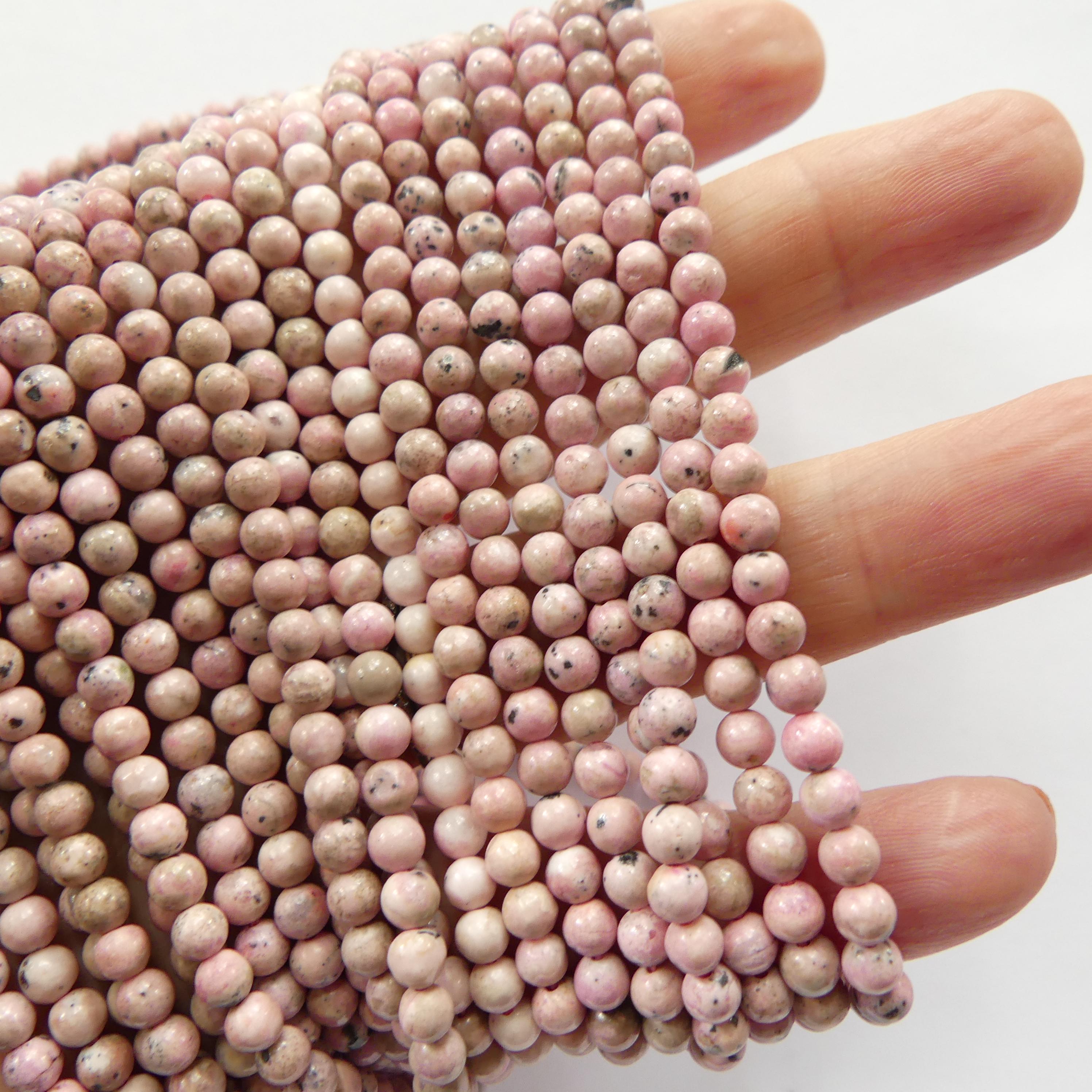 4mm Rare Peruvian Rhodonite Beads Faceted 15" Small Genuine Gemstone Beads for Jewelry Making Beading Craft Gift Beads Self-Love Abundance