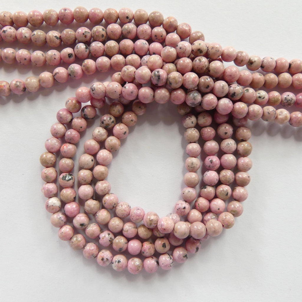 4mm Rare Peruvian Rhodonite Beads Faceted 15" Small Genuine Gemstone Beads for Jewelry Making Beading Craft Gift Beads Self-Love Abundance