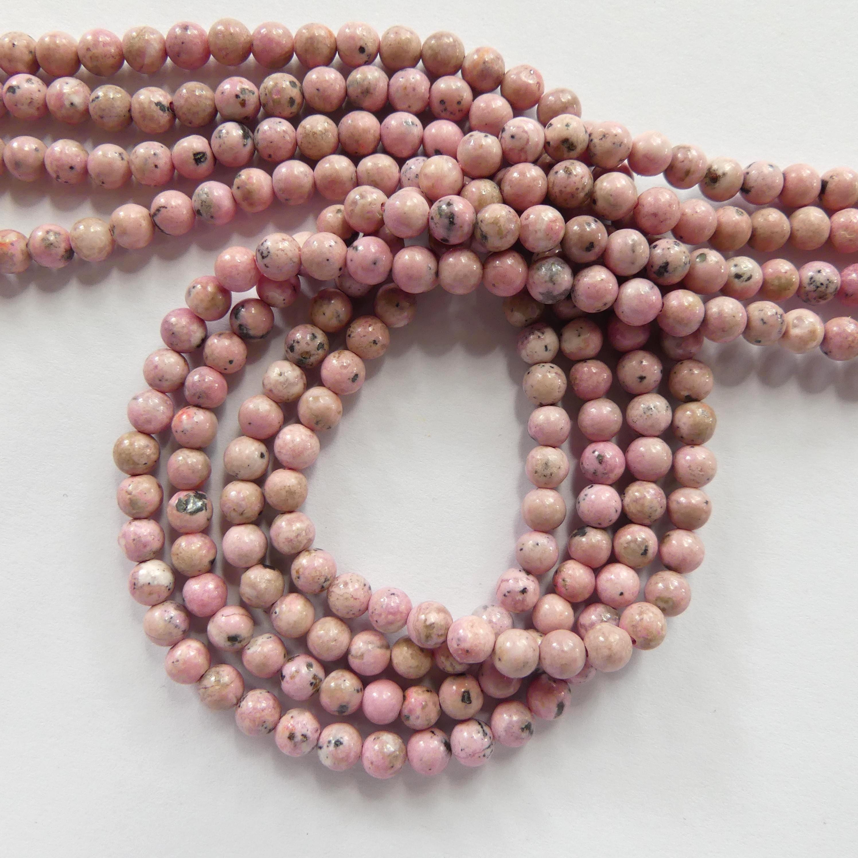 4mm Rare Peruvian Rhodonite Beads Faceted 15" Small Genuine Gemstone Beads for Jewelry Making Beading Craft Gift Beads Self-Love Abundance