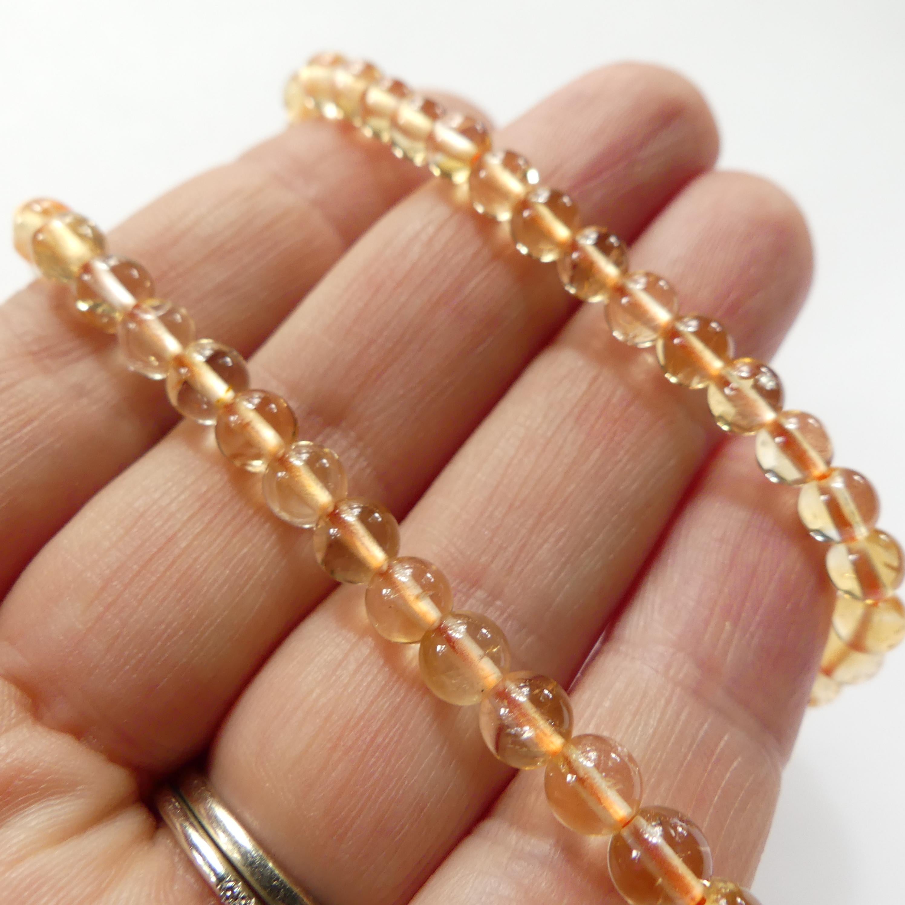 5mm Natural AAA Citrine Smooth Beads 15" Genuine Gemstone Beads Jewelry Making Beading Craft Gift Beads November Birthstone