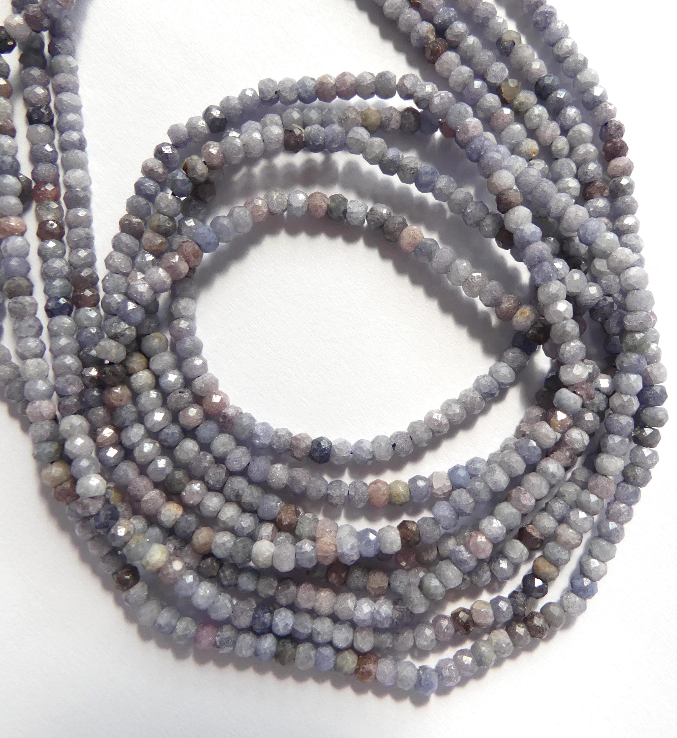 2mm 3mm Lavender Blue Sapphire Beads Rondelle Faceted 15" Genuine Gemstone Beads Jewelry Making Beading Craft Gift September Birthstone