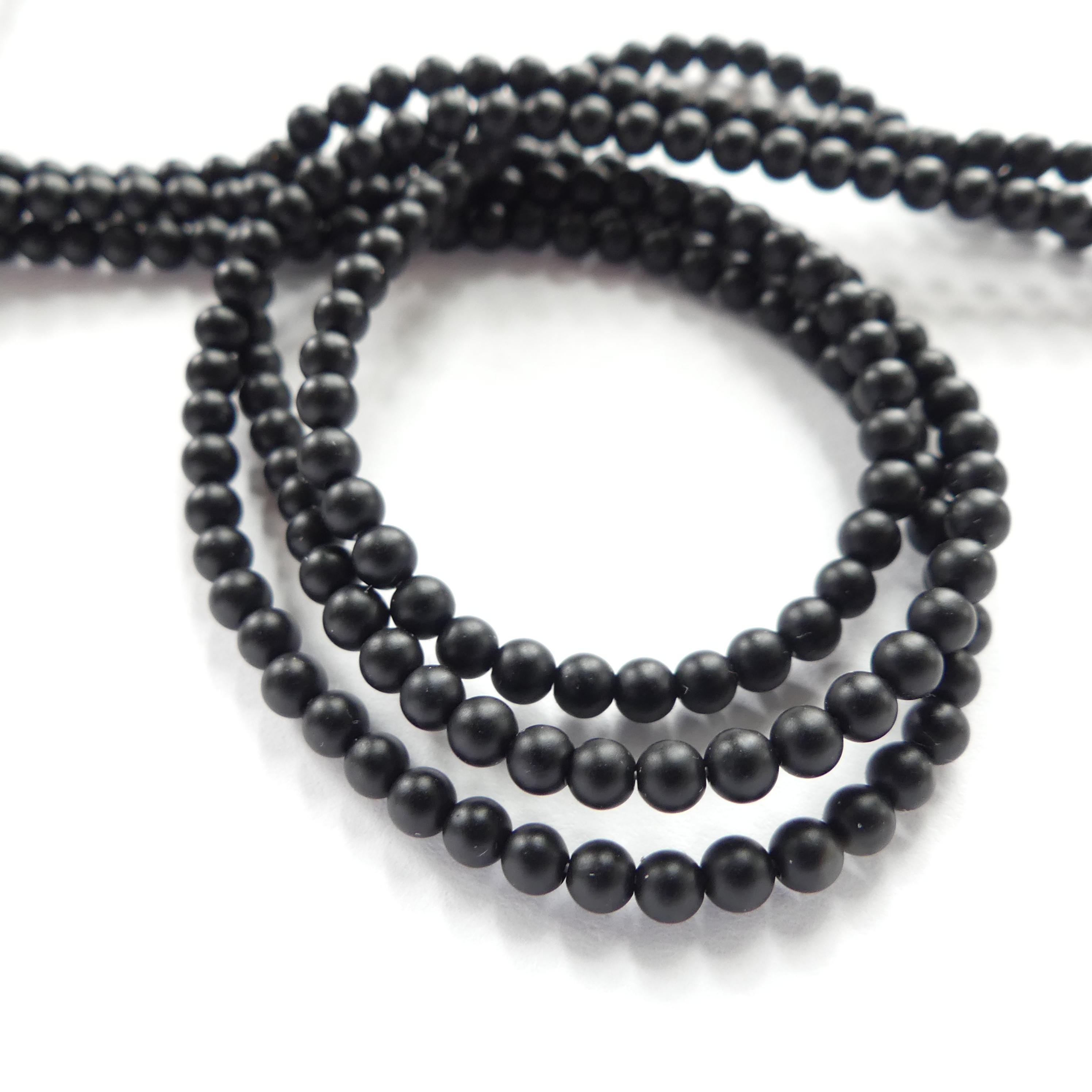 3mm 4mm Natural Black Onyx Beads Smooth Matte Onyx 15" Natural Onyx Gemstone Beads Beading Crafter Gift DIY jewelry