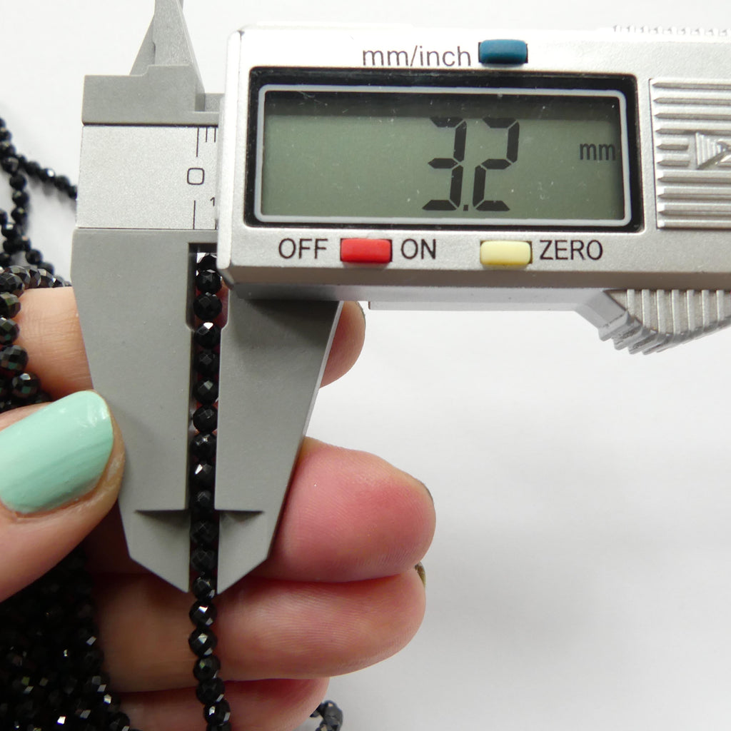 3mm Black Spinel Faceted Beads 15" Sparkly Black Stone Crystal Genuine Gemstone Beads for Jewelry Making Beading Craft Gift Beads