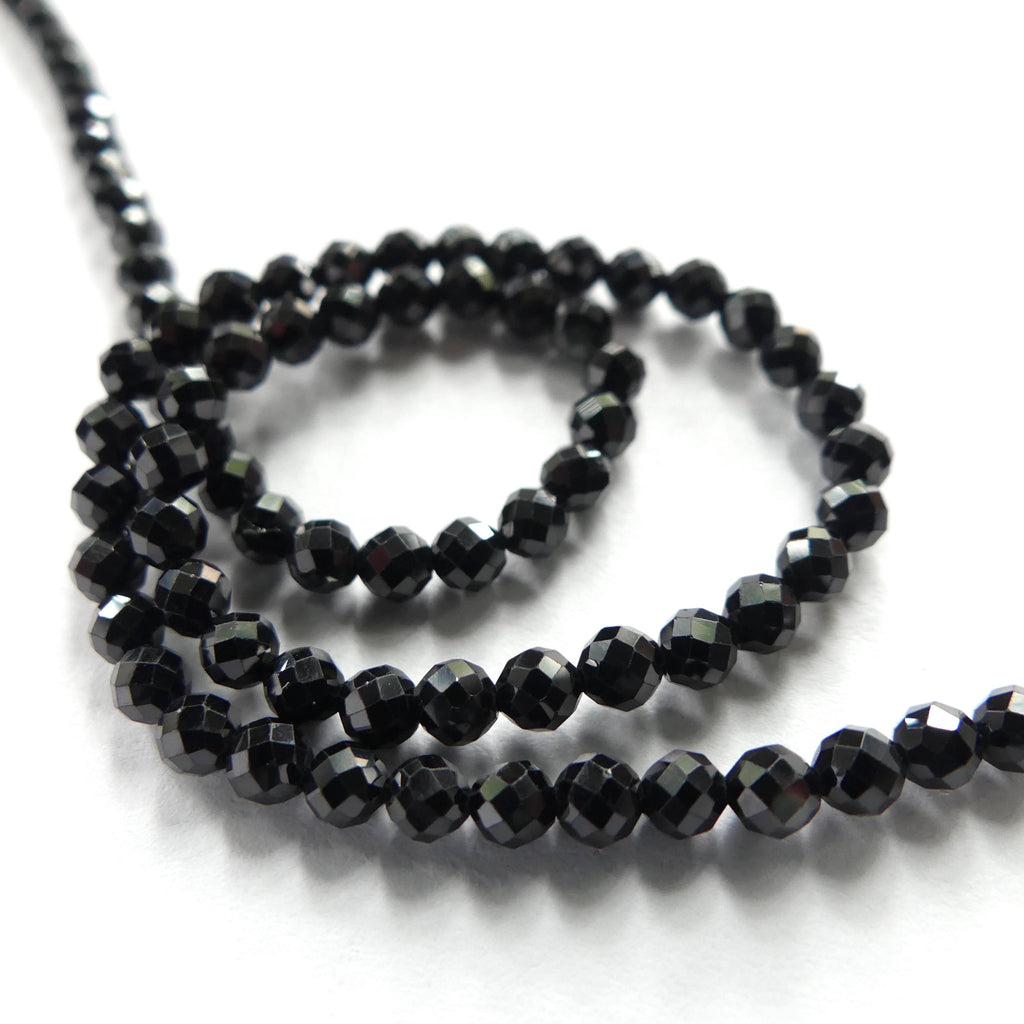 3mm Black Spinel Faceted Beads 15" Sparkly Black Stone Crystal Genuine Gemstone Beads for Jewelry Making Beading Craft Gift Beads