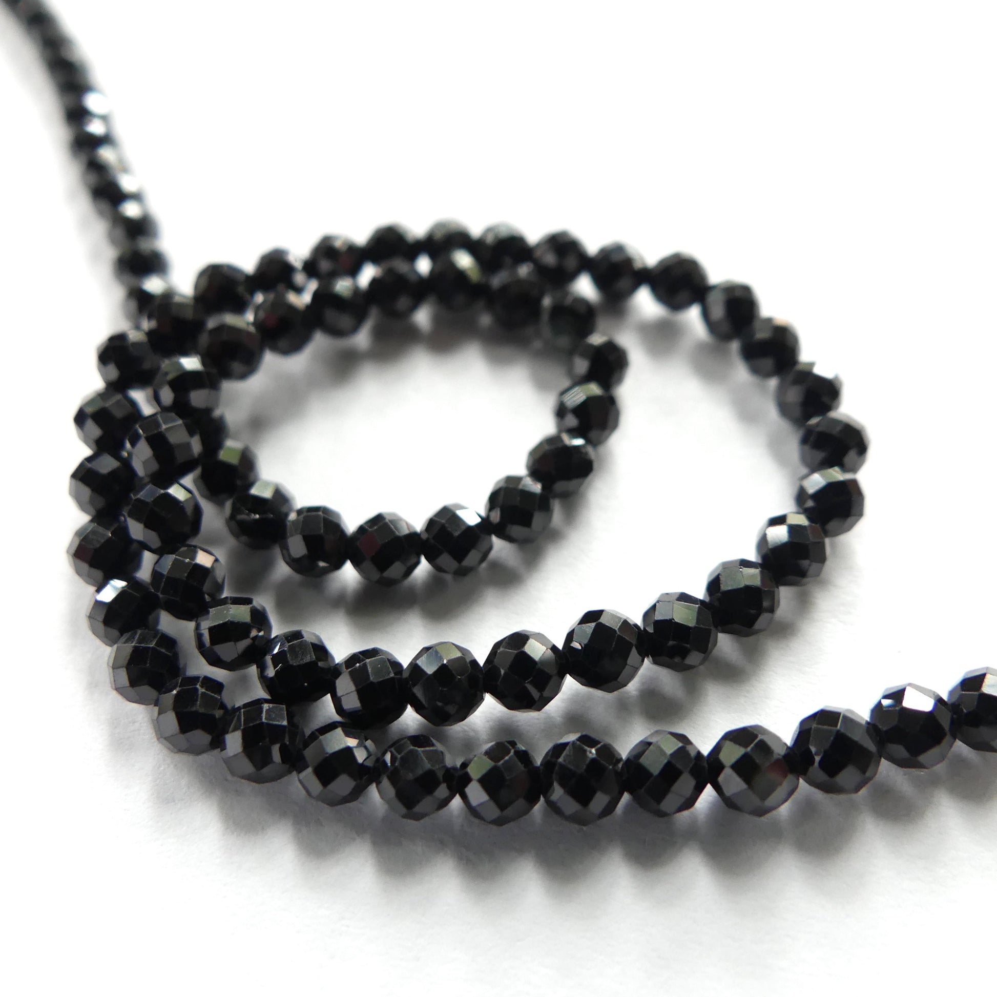 3mm Black Spinel Faceted Beads 15" Sparkly Black Stone Crystal Genuine Gemstone Beads for Jewelry Making Beading Craft Gift Beads