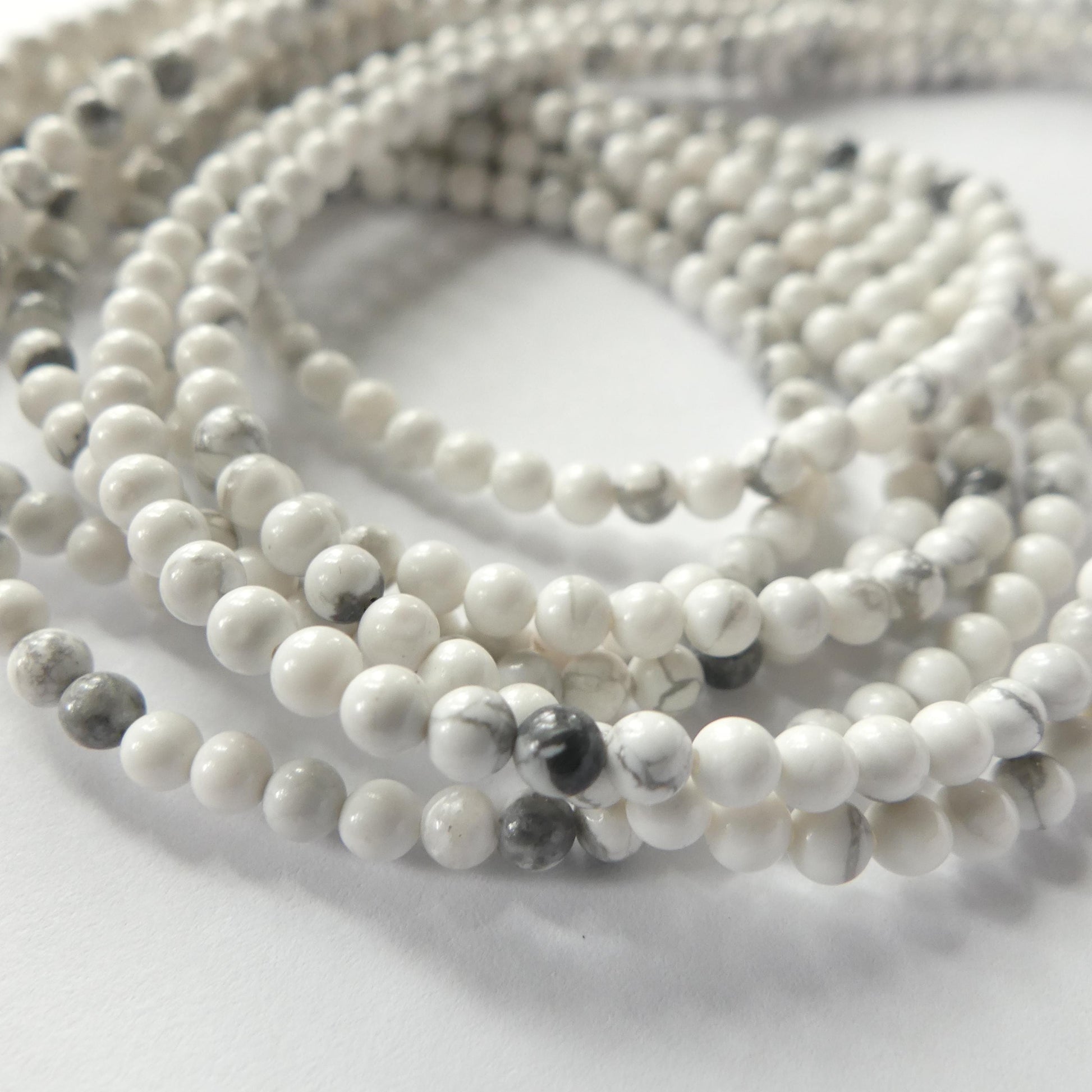 3mm Howlite Beads Smooth Beads 15" Natural White Turquoise Gemstone Beads Beading Crafter Gift DIY Jewelry