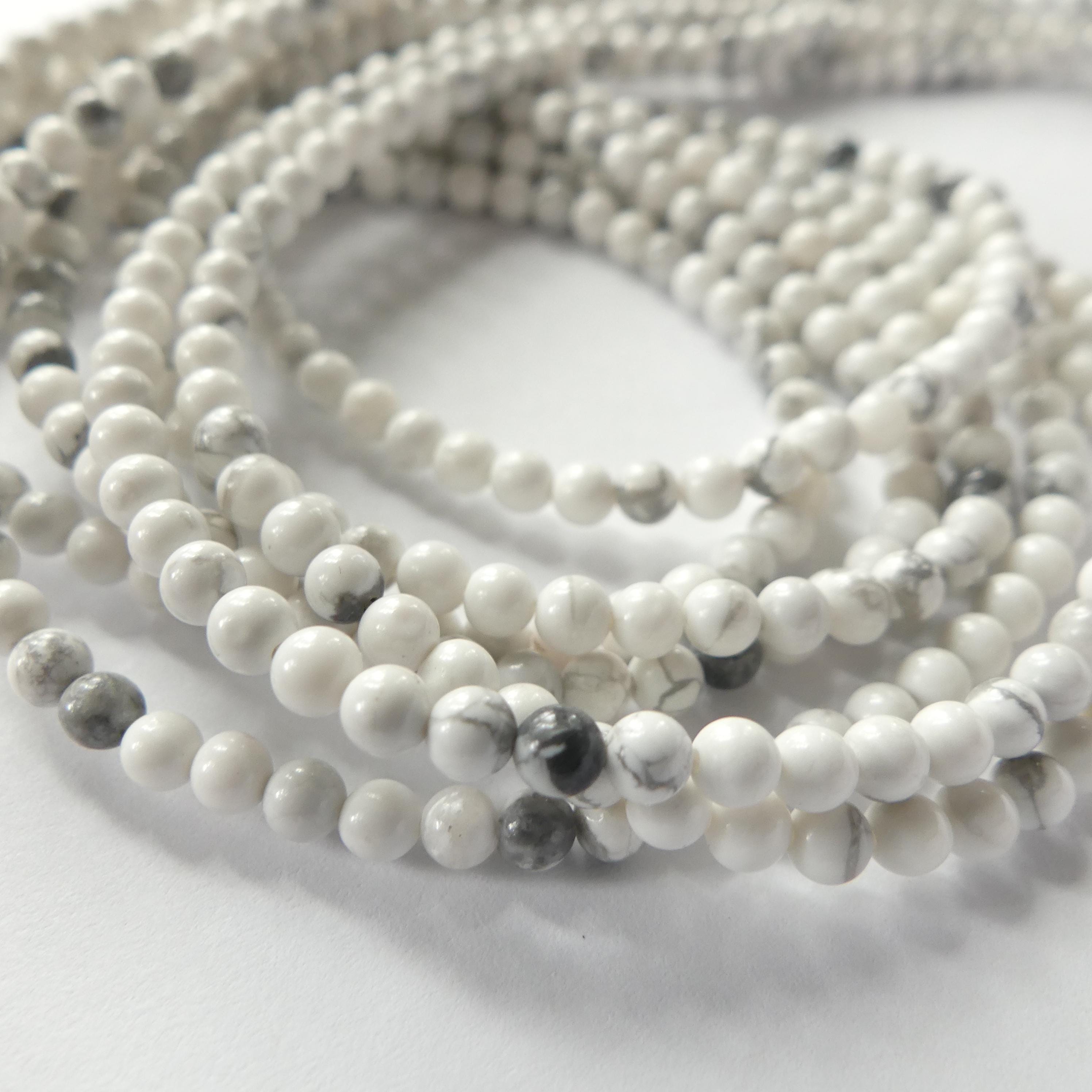 3mm Howlite Beads Smooth Beads 15" Natural White Turquoise Gemstone Beads Beading Crafter Gift DIY Jewelry