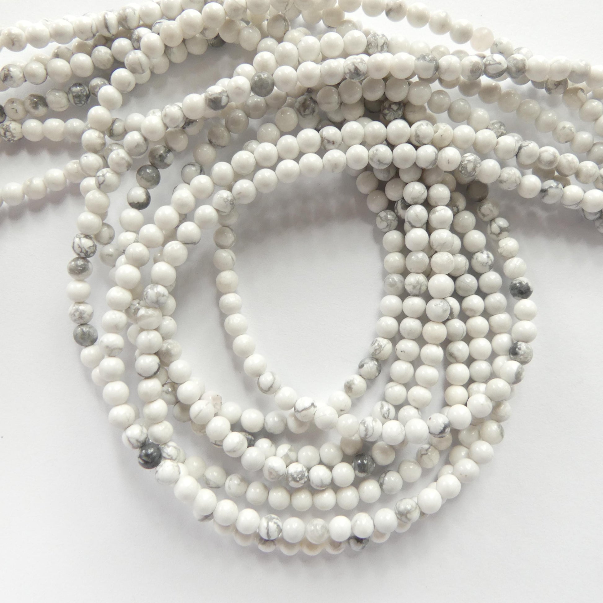 3mm Howlite Beads Smooth Beads 15" Natural White Turquoise Gemstone Beads Beading Crafter Gift DIY Jewelry