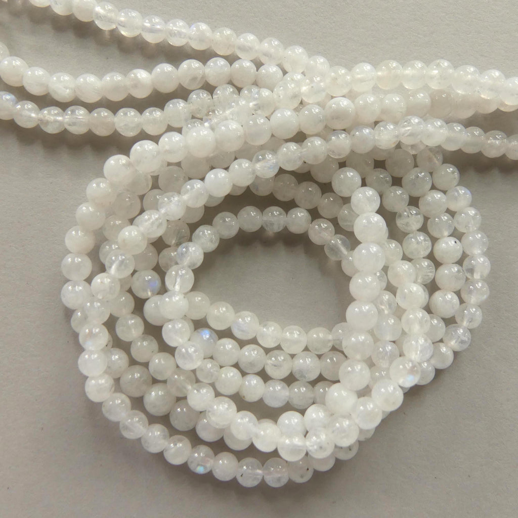 4mm Rainbow Moonstone White Beads 15" Smooth Gemstone Beads Beading Crafter Gift June Birthstone DIY Jewelry
