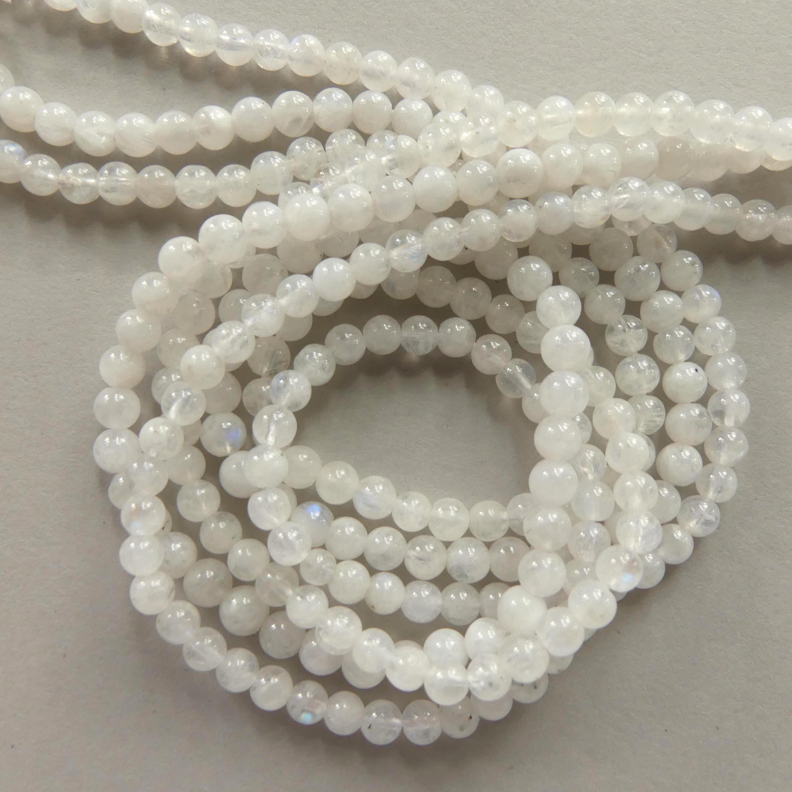 4mm Rainbow Moonstone White Beads 15" Smooth Gemstone Beads Beading Crafter Gift June Birthstone DIY Jewelry