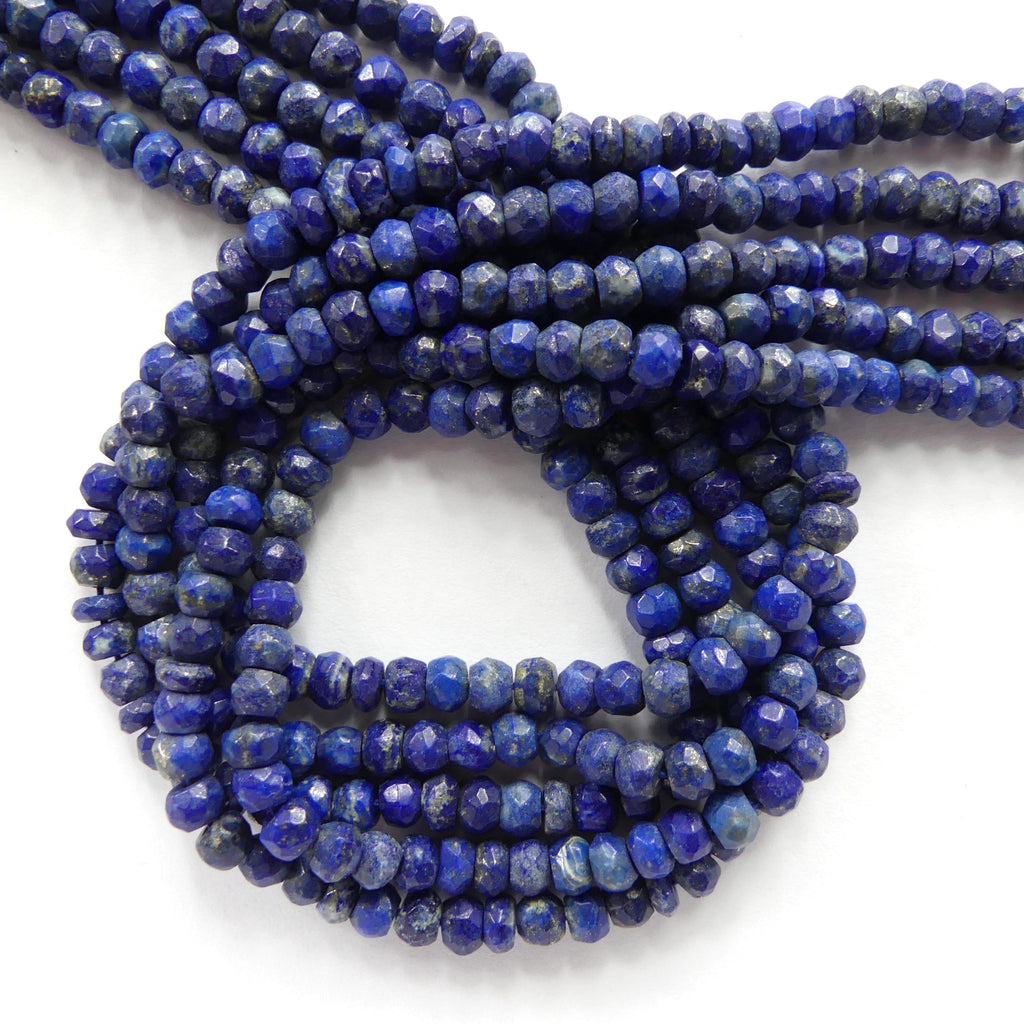 4mm 4.5mm Lapis Lazuli Rondel Beads 12" Blue Hand Faceted Lapis Gemstone Beads for Beading Craft Gift Beads DIY Jewelry Making