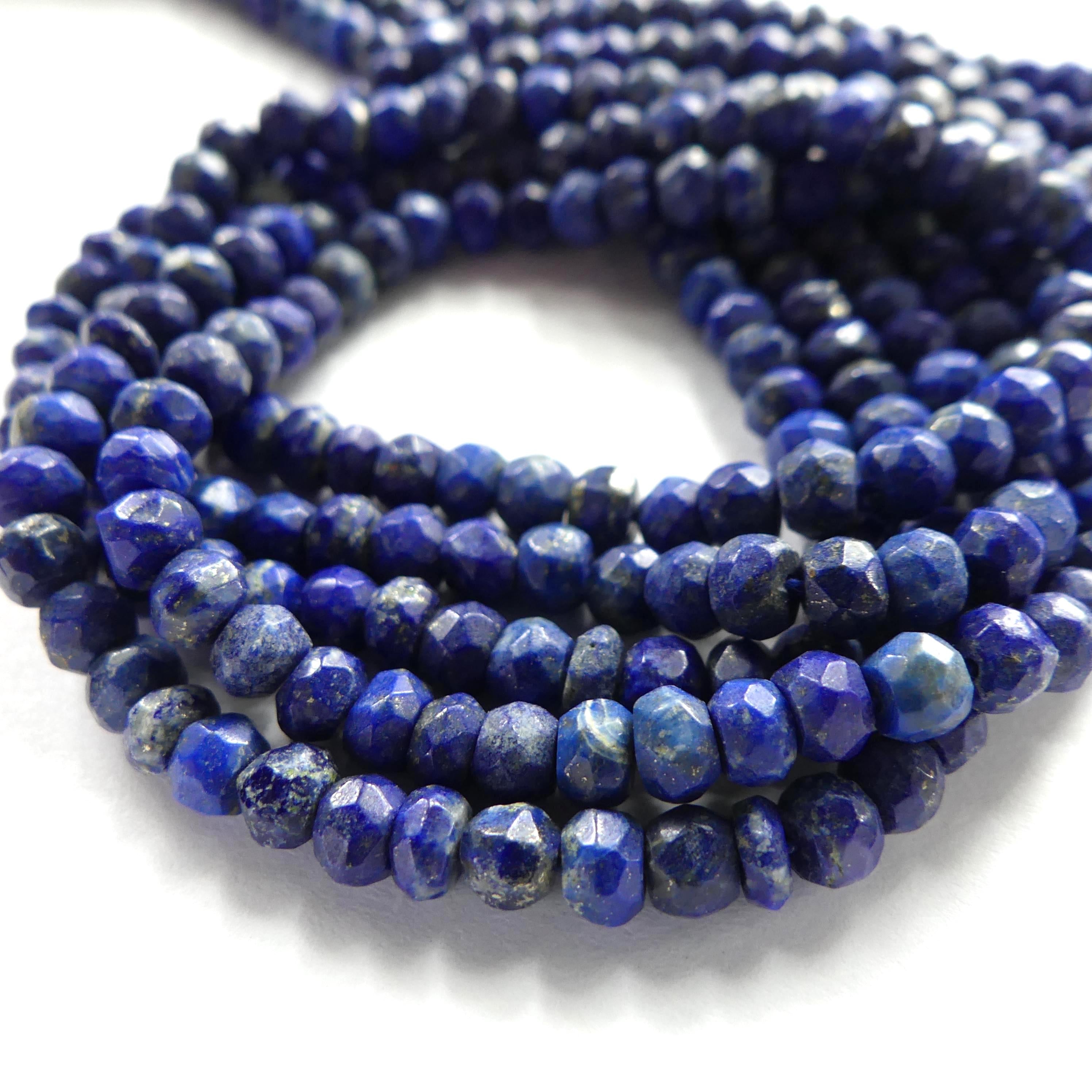 4mm 4.5mm Lapis Lazuli Rondel Beads 12" Blue Hand Faceted Lapis Gemstone Beads for Beading Craft Gift Beads DIY Jewelry Making