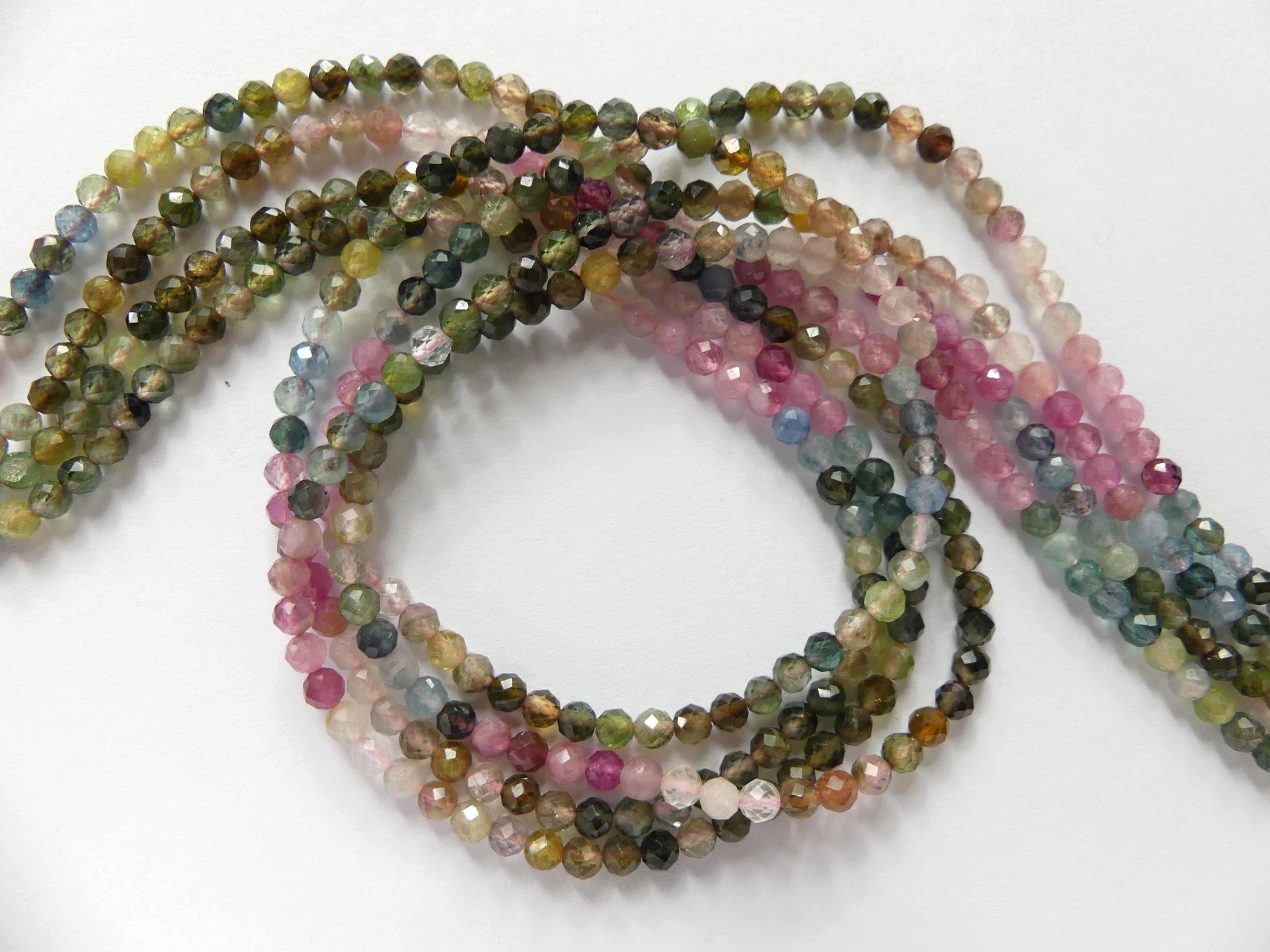 3.5mm AAA Watermelon Tourmaline Faceted Beads 15" Transparent Rainbow Gemstone Beads Jewelry Making Beading Gift Crafter October Birthstone