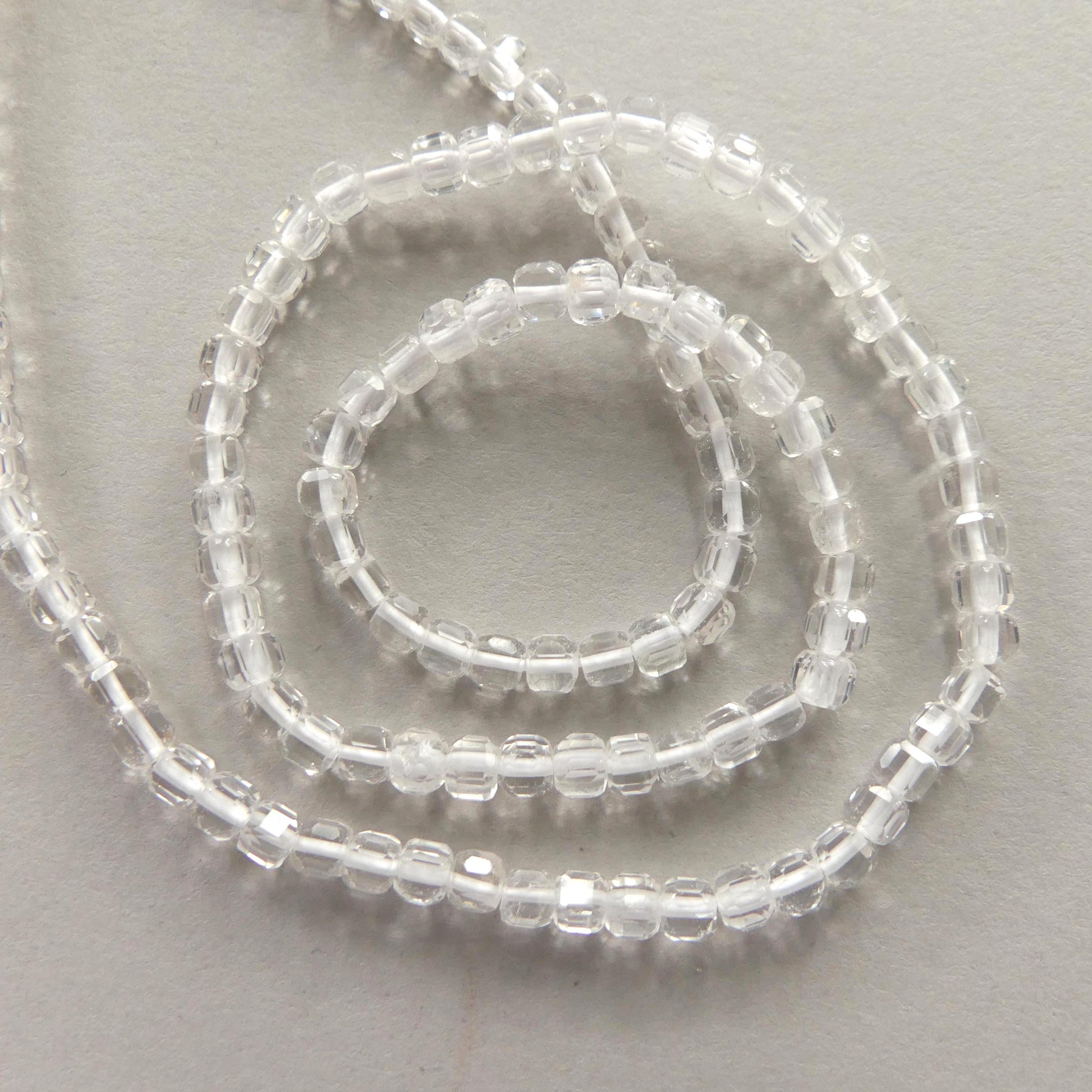3mm AAA Rock Quartz Faceted Cube Beads 15" Clear Crystal Quartz Genuine Gemstone Beads Jewelry Making Beading Craft Gift April Birthstone