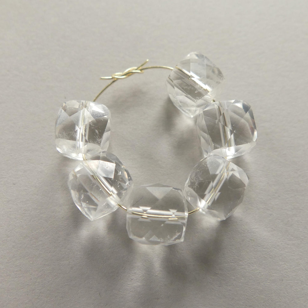 8mm AAA Rock Quartz Faceted Cube Beads 6 pc Clear Crystal Quartz Genuine Gemstone Beads Jewelry Making Beading Craft Gift April Birthstone