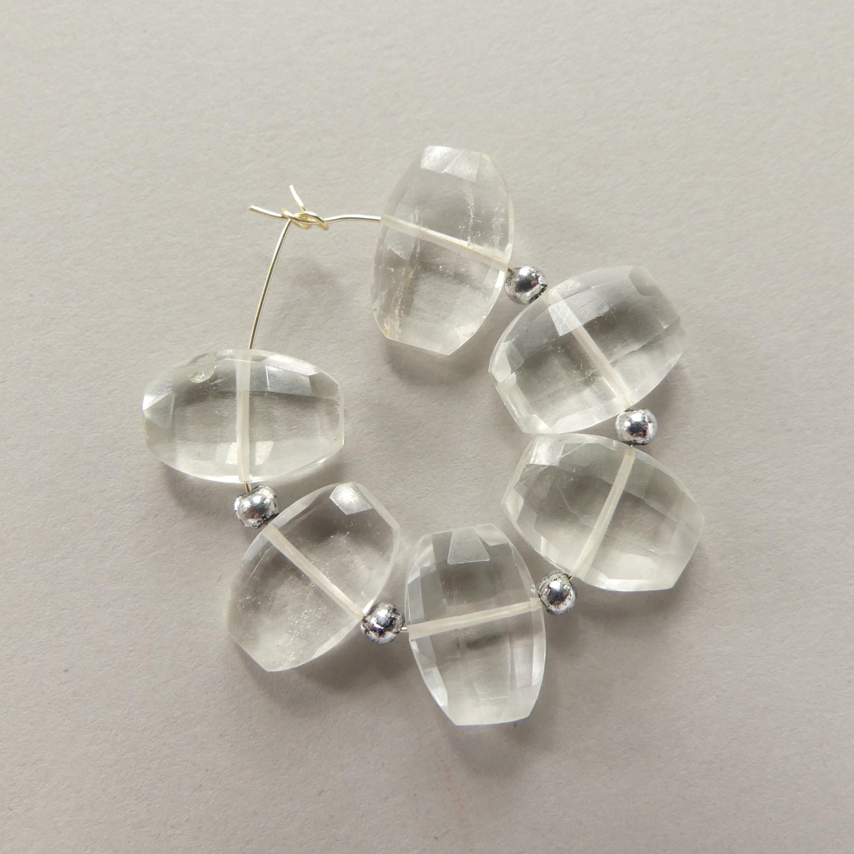 AAA Rock Quartz Faceted Briolette Oval Beads 6pcs Clear Crystal Quartz Genuine Gemstone Jewelry Making Beading Craft Gift April Birthstone