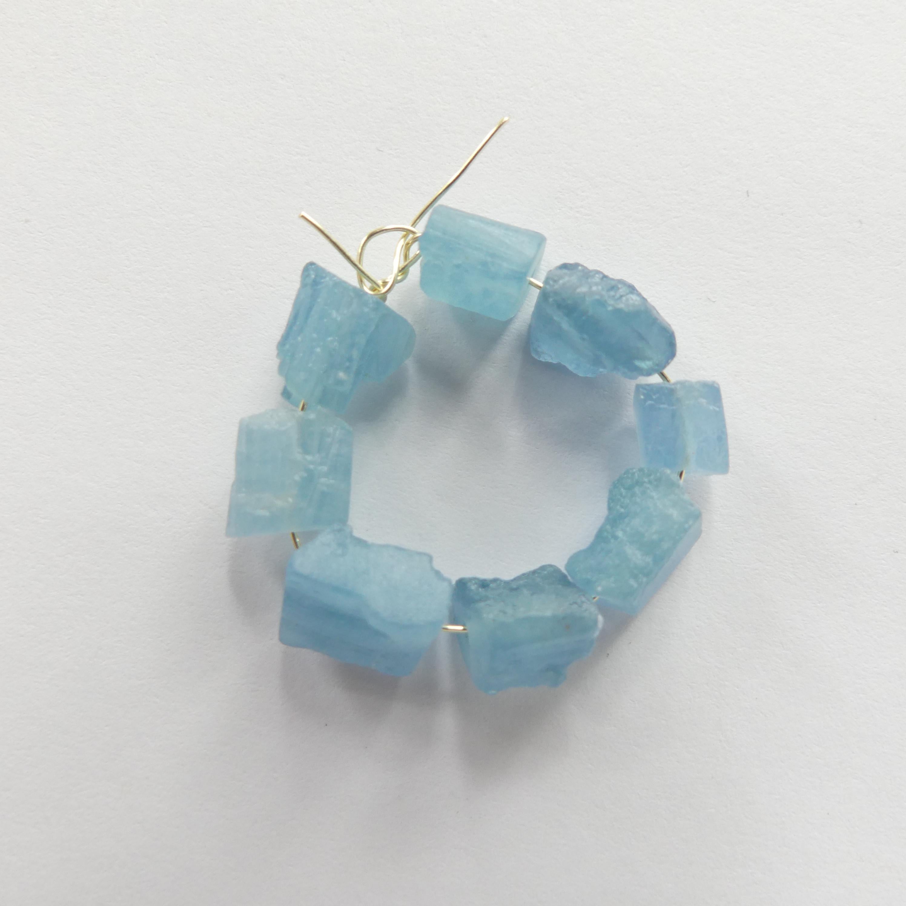 4mm-7mm AAA Santa Maria Aquamarine Raw Nugget Beads 8 Pieces Freeform Chunks Rough Gemstone Beads Jewelry Making Beading Craft Gift Beads