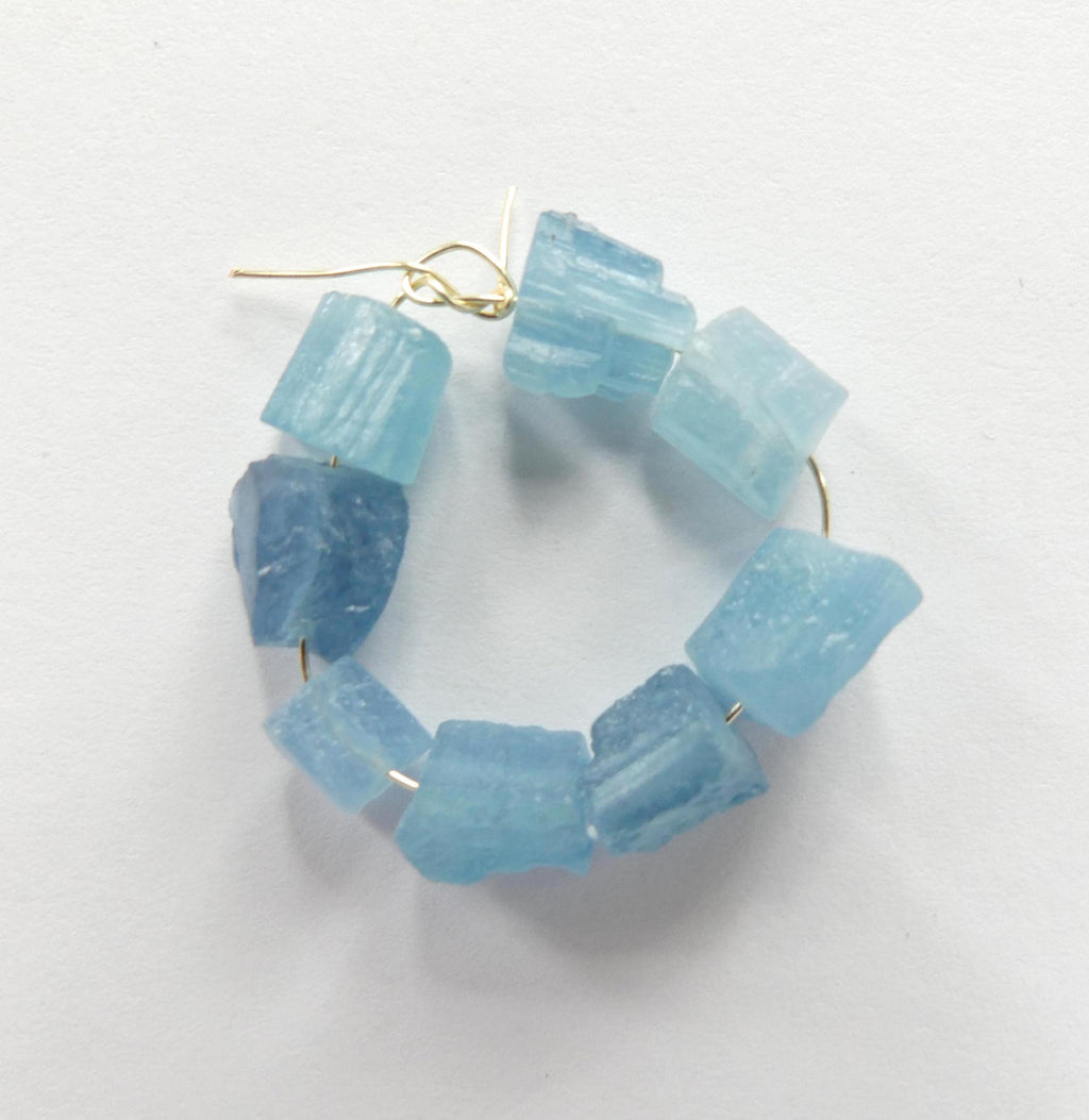 4mm-7mm AAA Santa Maria Aquamarine Raw Nugget Beads 8 Pieces Freeform Chunks Rough Gemstone Beads Jewelry Making Beading Craft Gift Beads