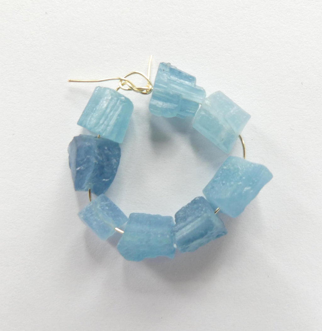 4mm-7mm AAA Santa Maria Aquamarine Raw Nugget Beads 8 Pieces Freeform Chunks Rough Gemstone Beads Jewelry Making Beading Craft Gift Beads