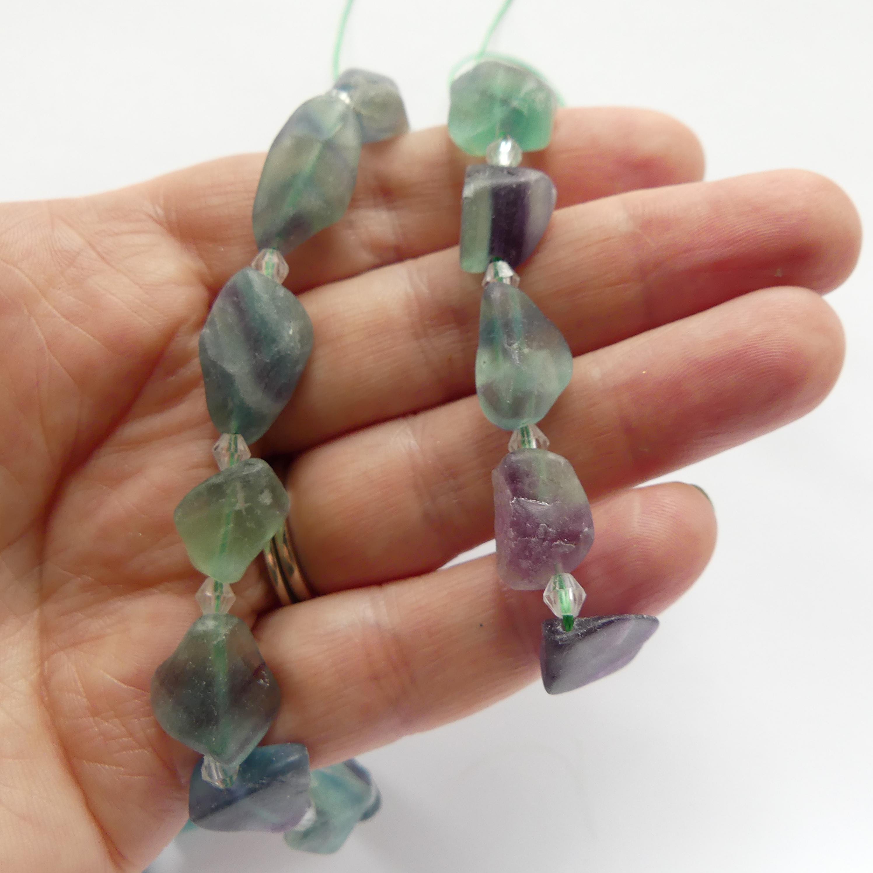 15mm Multi Fluorite Raw Nugget Beads 15" Freeform Fluorite Chunks Rough Gemstone Beads Jewelry Making Beading Craft Gift Beads