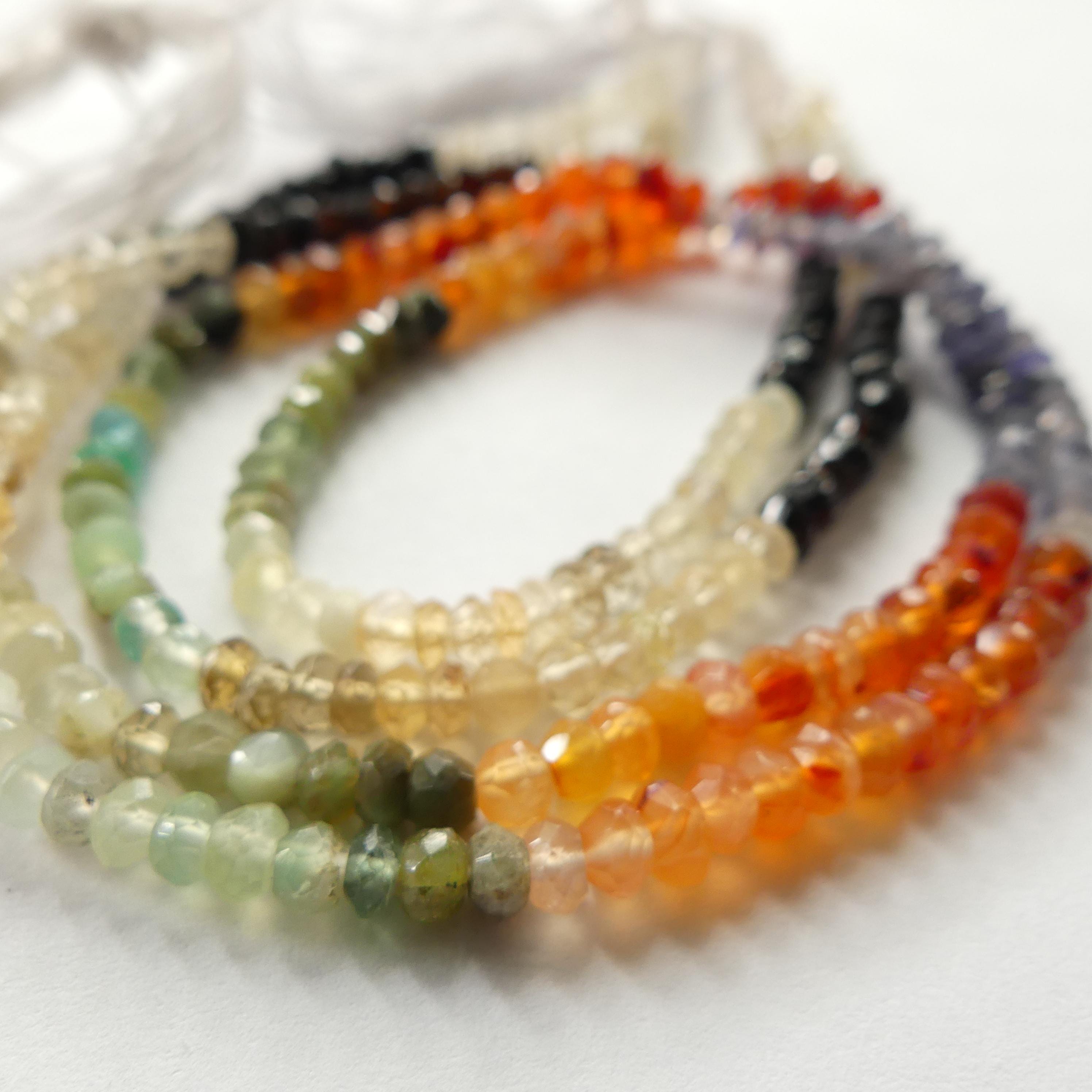 3mm Multi Gemstone Hand Faceted Beads 12.5" Colorful Rainbow Tiny Gemstone Beads for Jewelry Making Beading Gift for Crafter