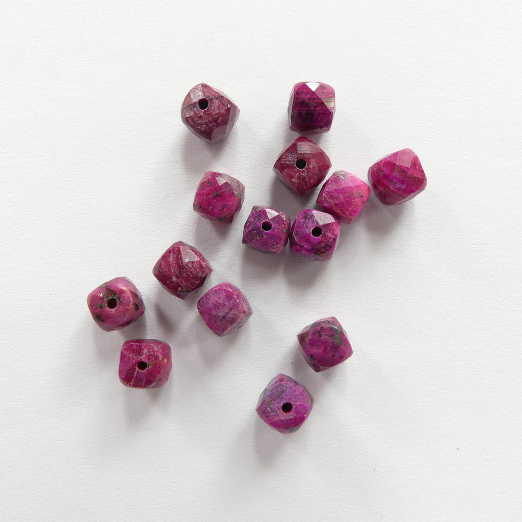 6mm AAA Raw Ruby Cube Beads 8 Pieces Freeform Chunks Rough Gemstone Beads Jewelry Making Beading Craft Gift Beads