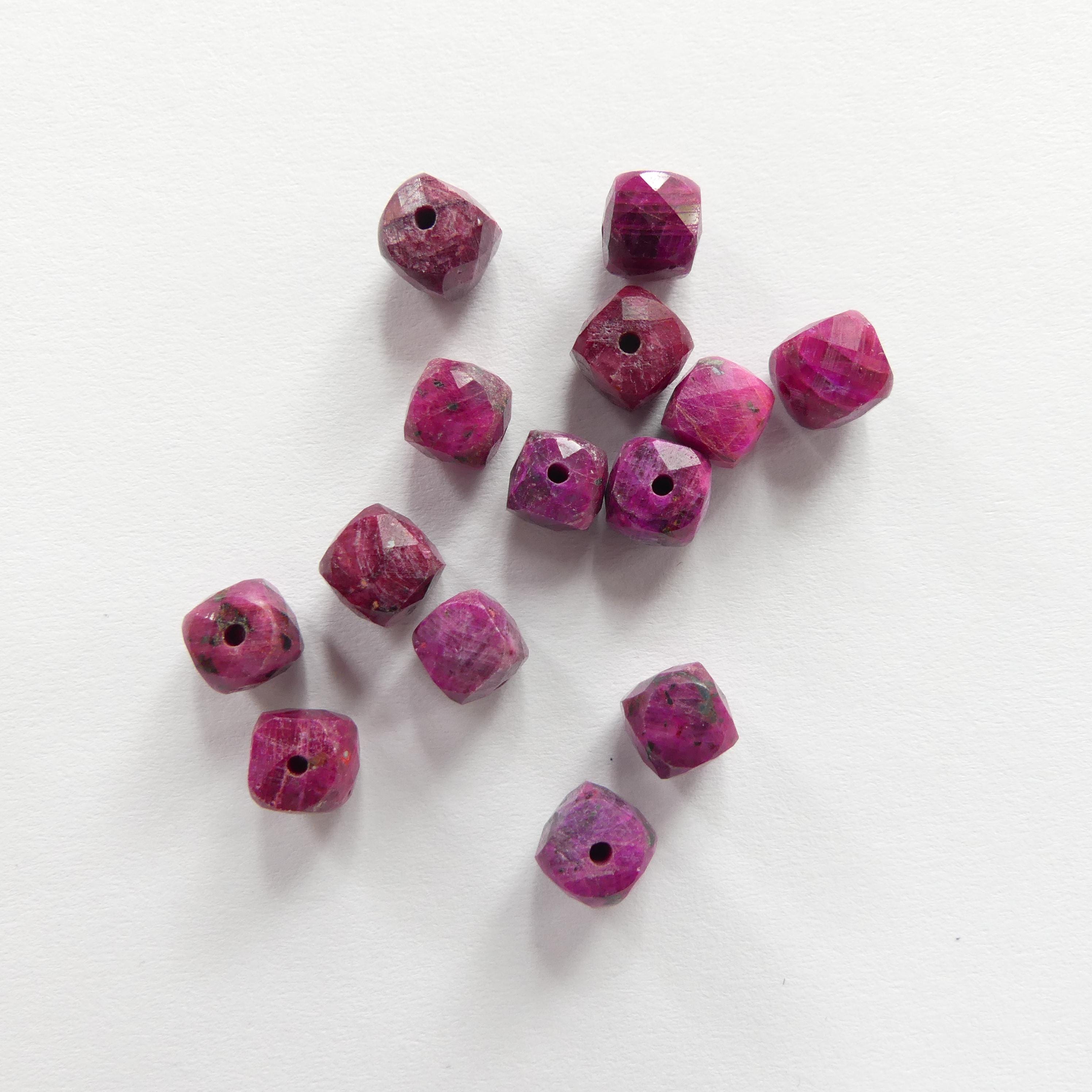 6mm AAA Raw Ruby Cube Beads 8 Pieces Freeform Chunks Rough Gemstone Beads Jewelry Making Beading Craft Gift Beads
