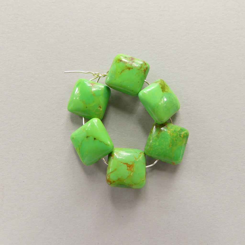 10mm Green Arizona Turquoise Square Beads 6 Pieces Gemstone Beads Jewelry Making Beading Craft Gift Beads December Birthstone