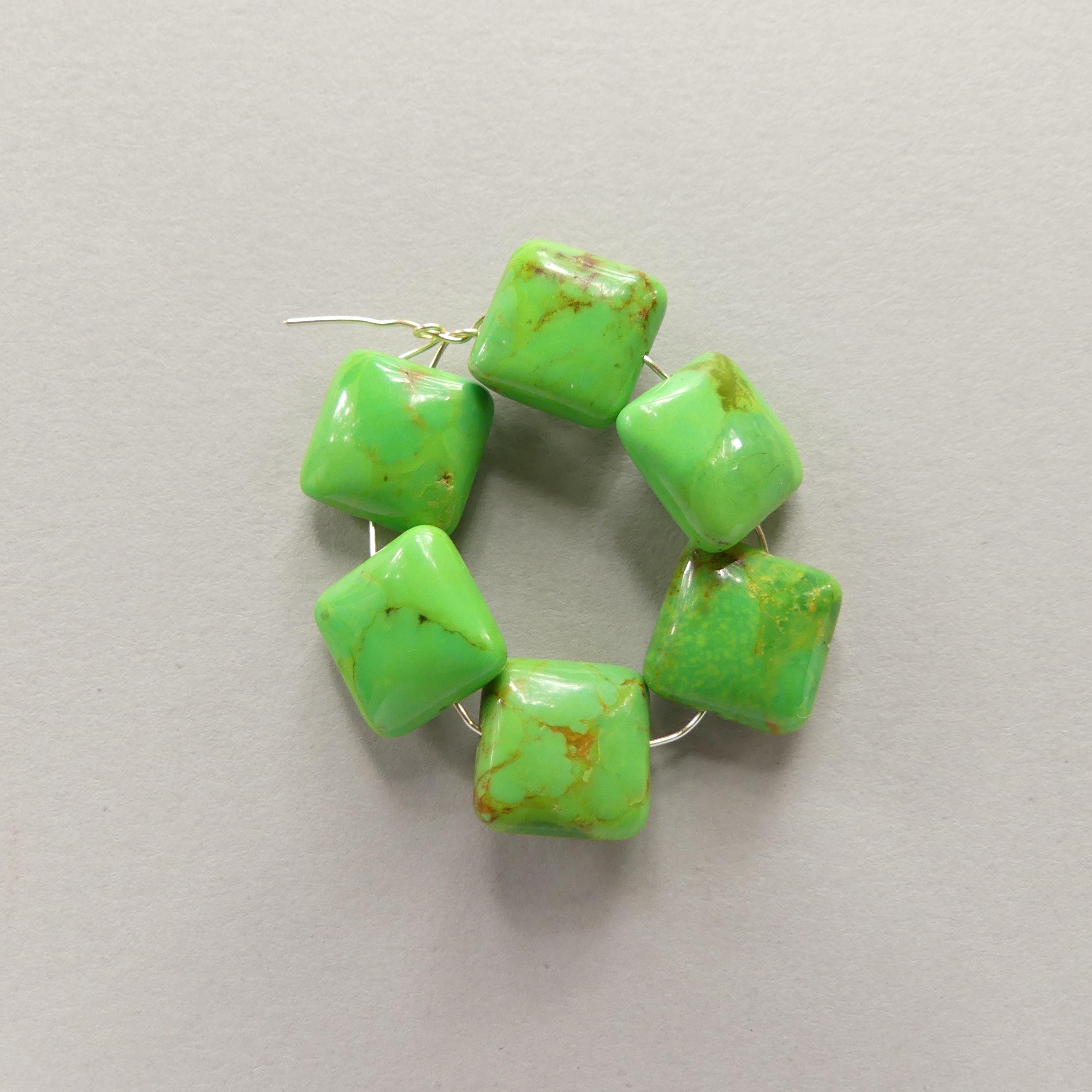 10mm Green Arizona Turquoise Square Beads 6 Pieces Gemstone Beads Jewelry Making Beading Craft Gift Beads December Birthstone