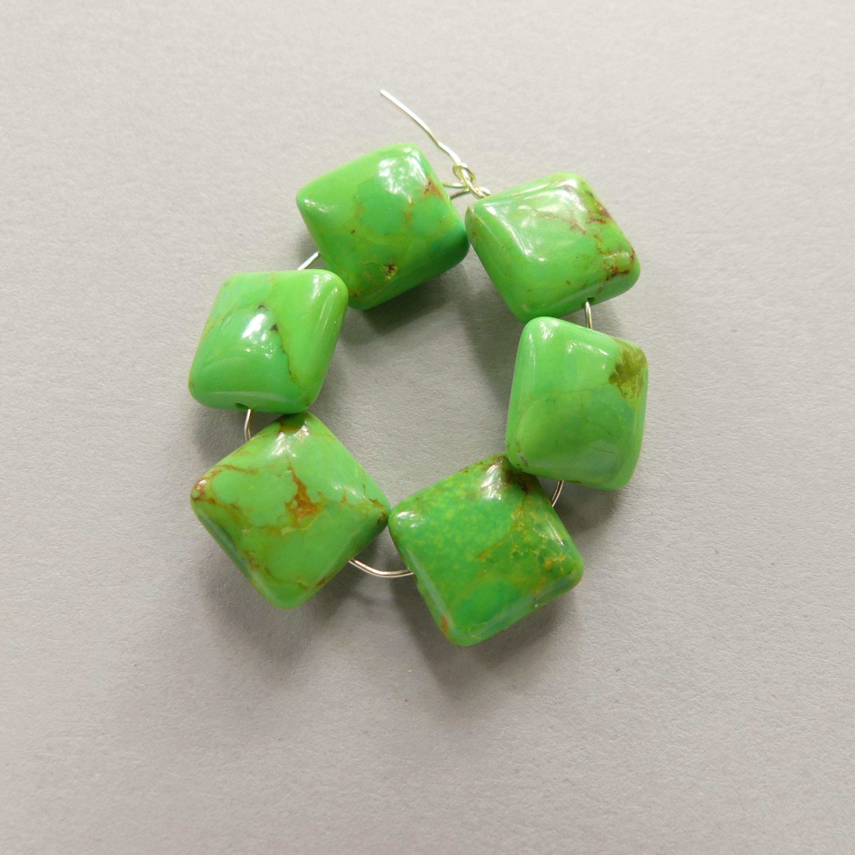10mm Green Arizona Turquoise Square Beads 6 Pieces Gemstone Beads Jewelry Making Beading Craft Gift Beads December Birthstone