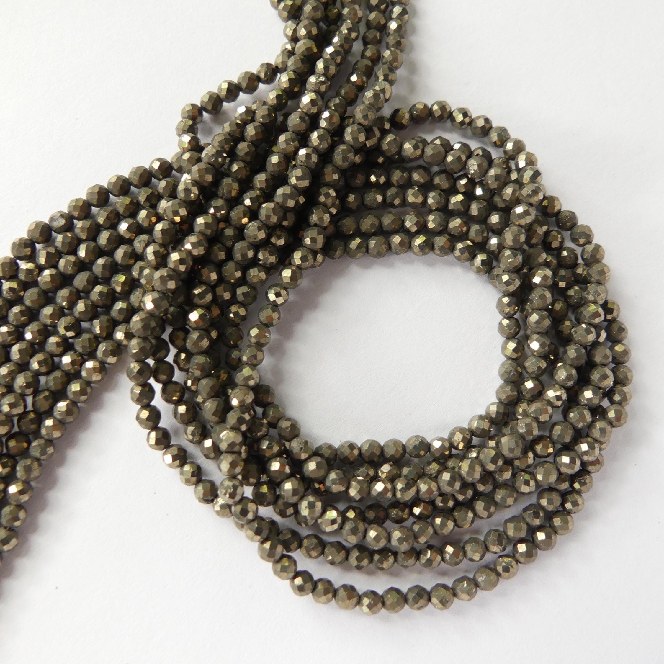3mm Natural Pyrite Beads Genuine Pyrite Beads 15" Gemstone Sparkly Beads for Jewelry Making Beading Crafter Gift