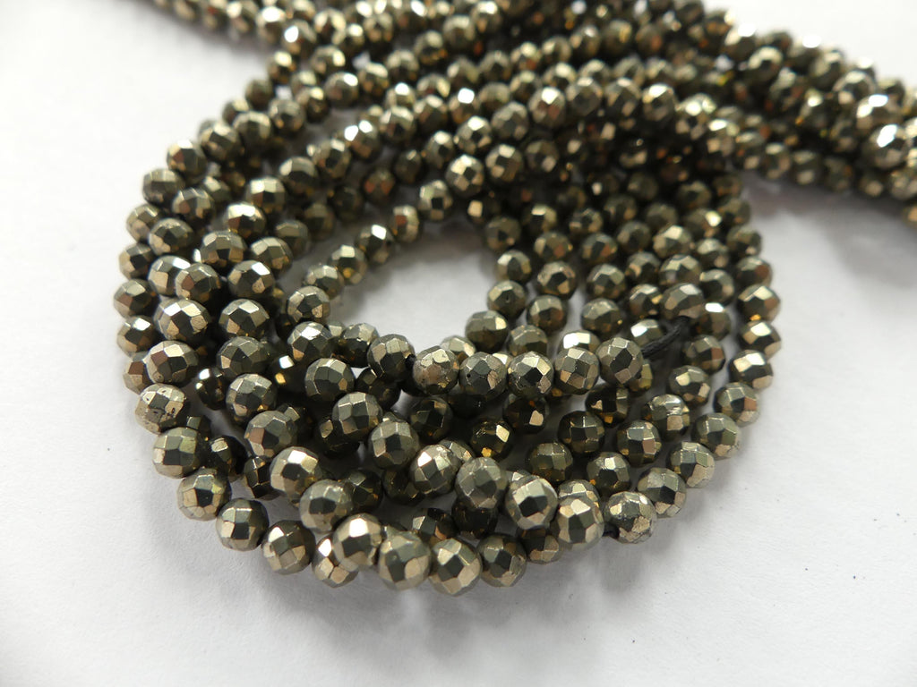 3mm Natural AAA Pyrite Beads Genuine Pyrite Beads 12.5" Gemstone Sparkly Beads for Jewelry Making Beading Crafter Gift