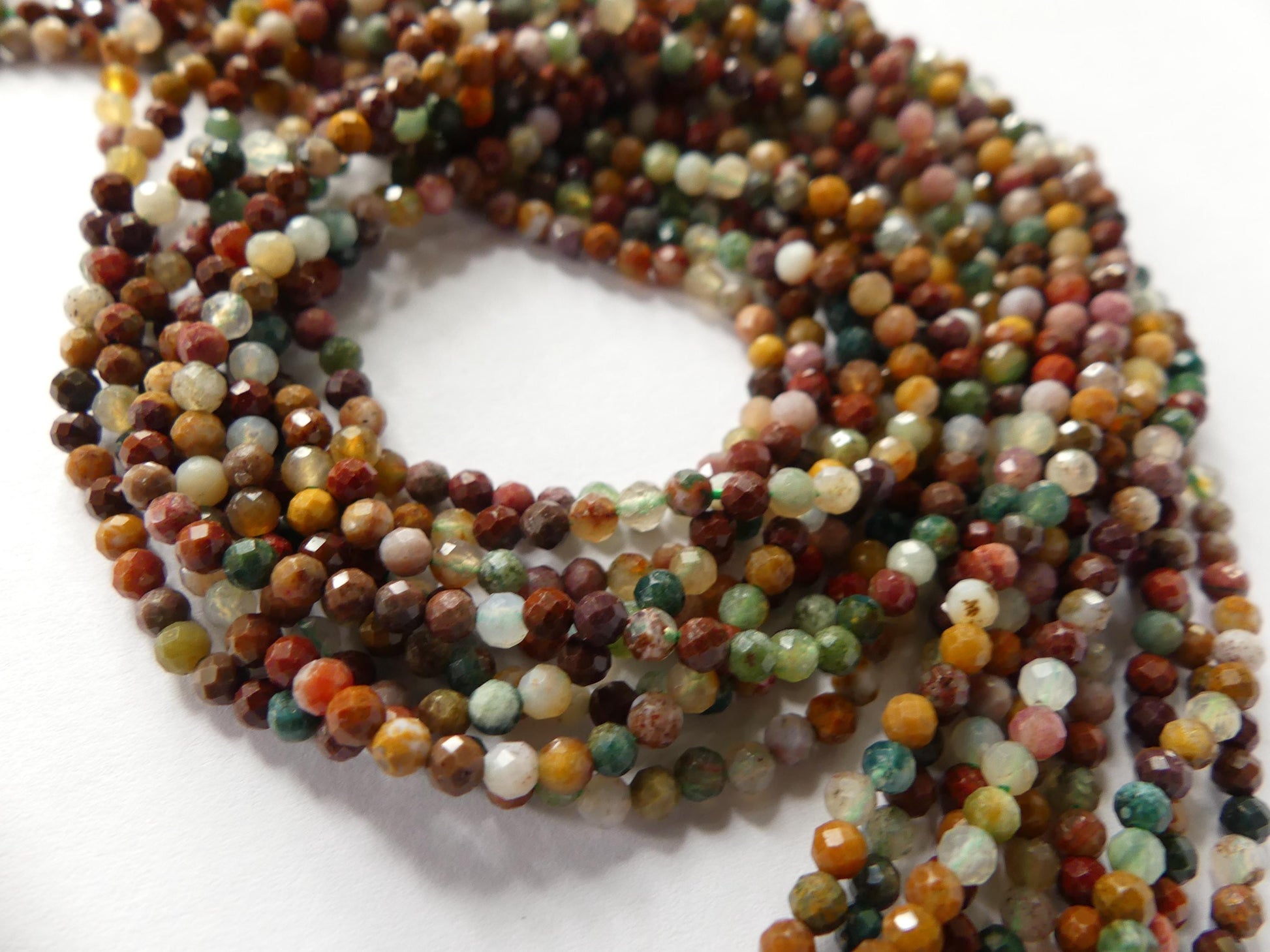 3mm Ocean Jasper Faceted Beads Genuine Small Tiny Fancy Jasper Beads 15" Gemstone Beads for Jewelry Making Beading Gift Crafter