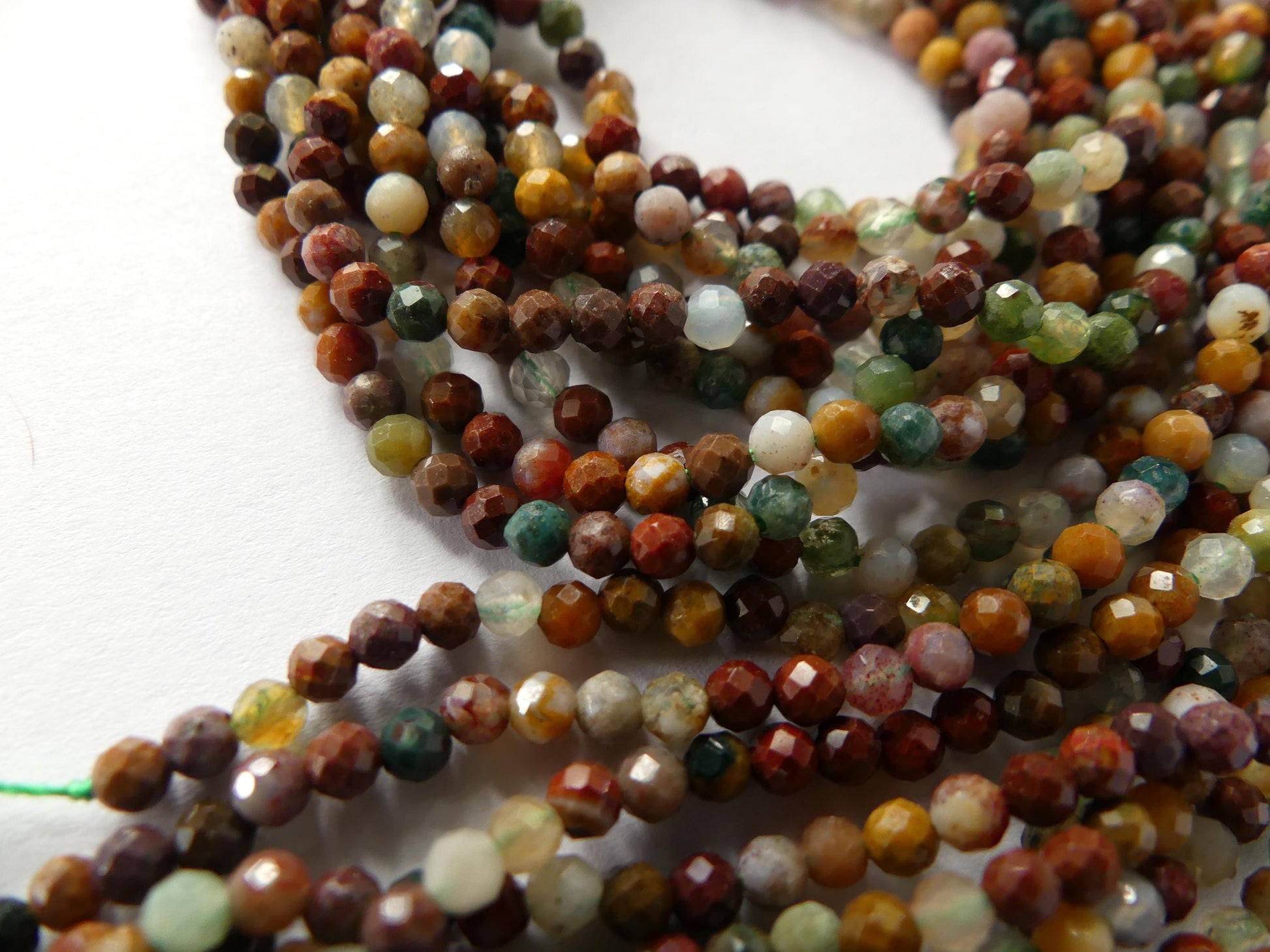 3mm Ocean Jasper Faceted Beads Genuine Small Tiny Fancy Jasper Beads 15" Gemstone Beads for Jewelry Making Beading Gift Crafter