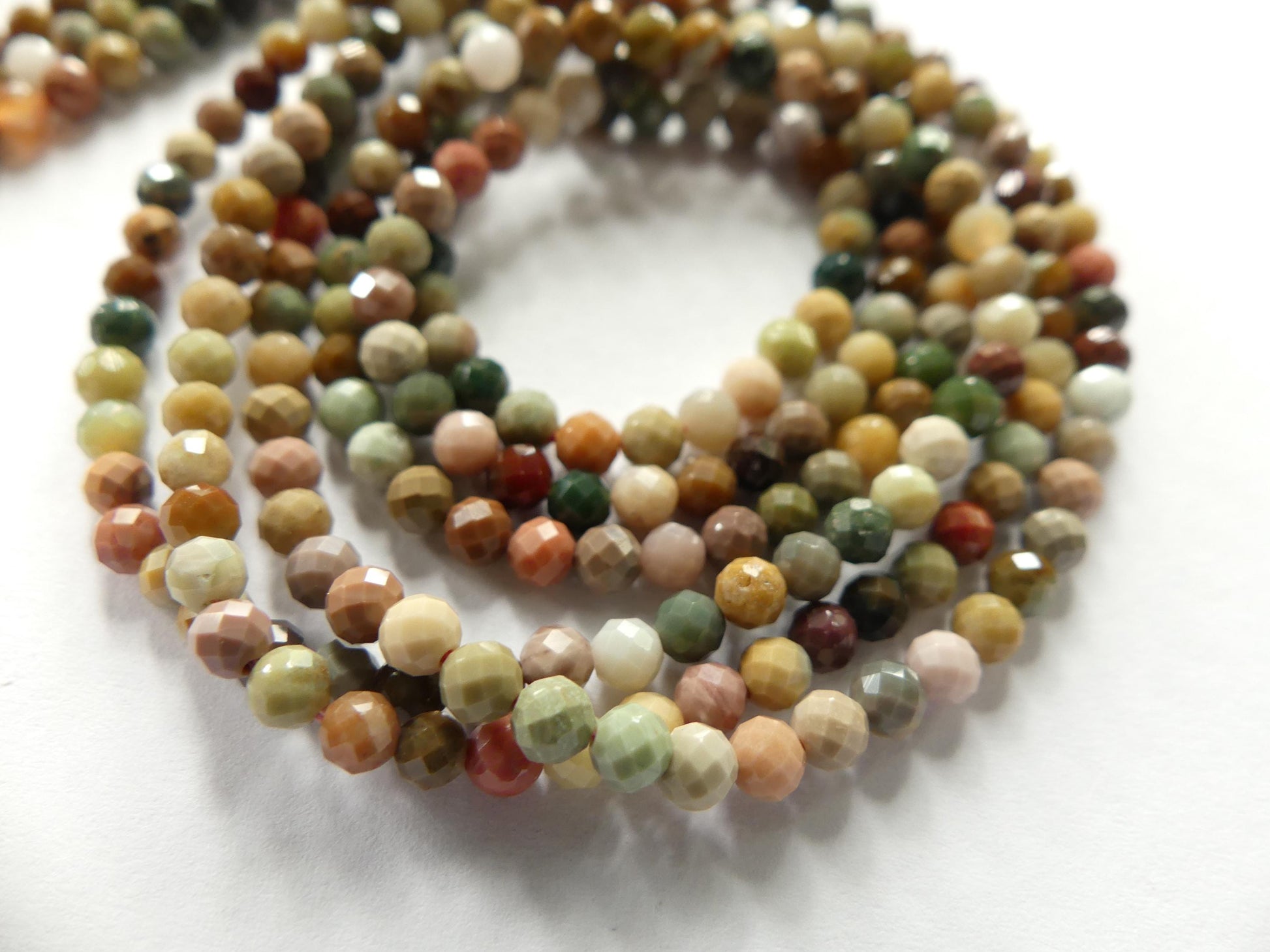 3mm Ocean Jasper Faceted Beads Genuine Small Tiny Fancy Jasper Beads 15" Gemstone Beads for Jewelry Making Beading Gift Crafter