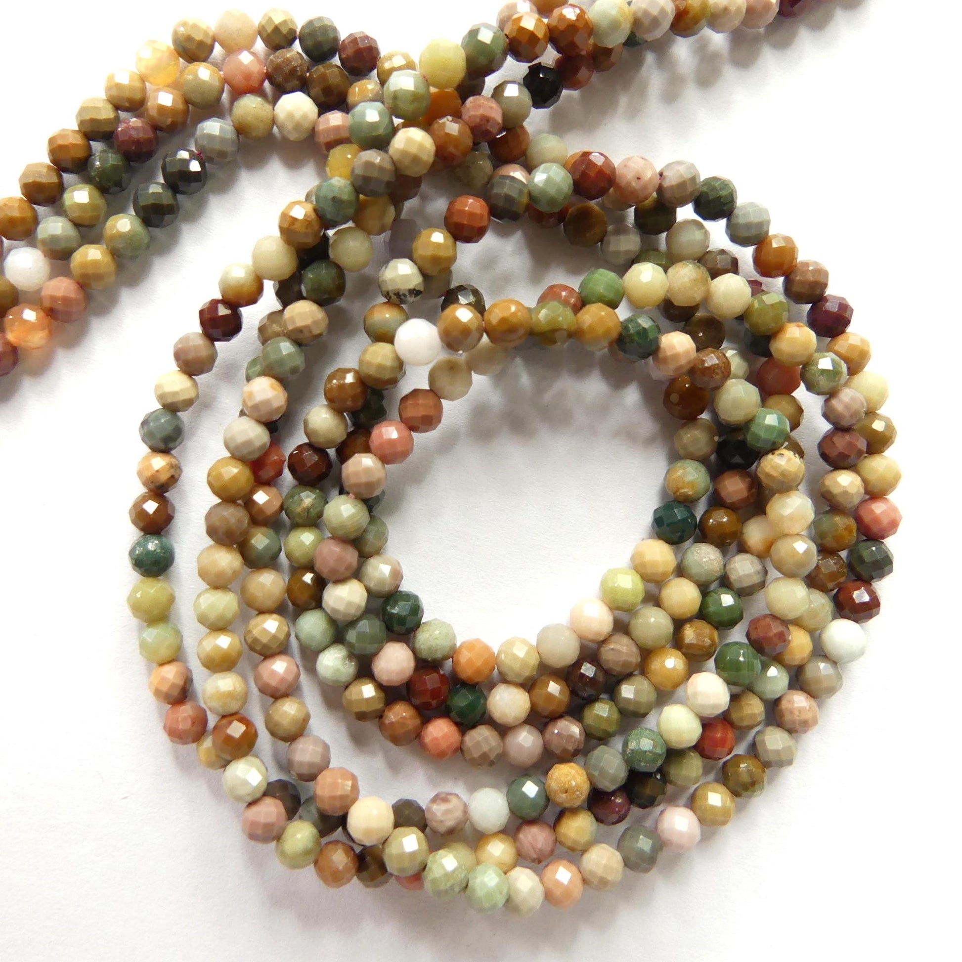 3mm Ocean Jasper Faceted Beads Genuine Small Tiny Fancy Jasper Beads 15" Gemstone Beads for Jewelry Making Beading Gift Crafter