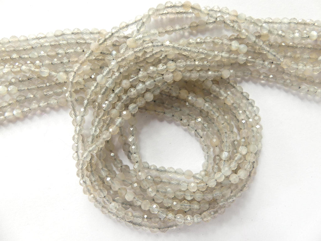 3mm Gray Moonstone Beads Faceted 15" Moonstone Gemstone Beads Beading Crafter Gift June Birthstone DIY Jewelry Fertility Stone
