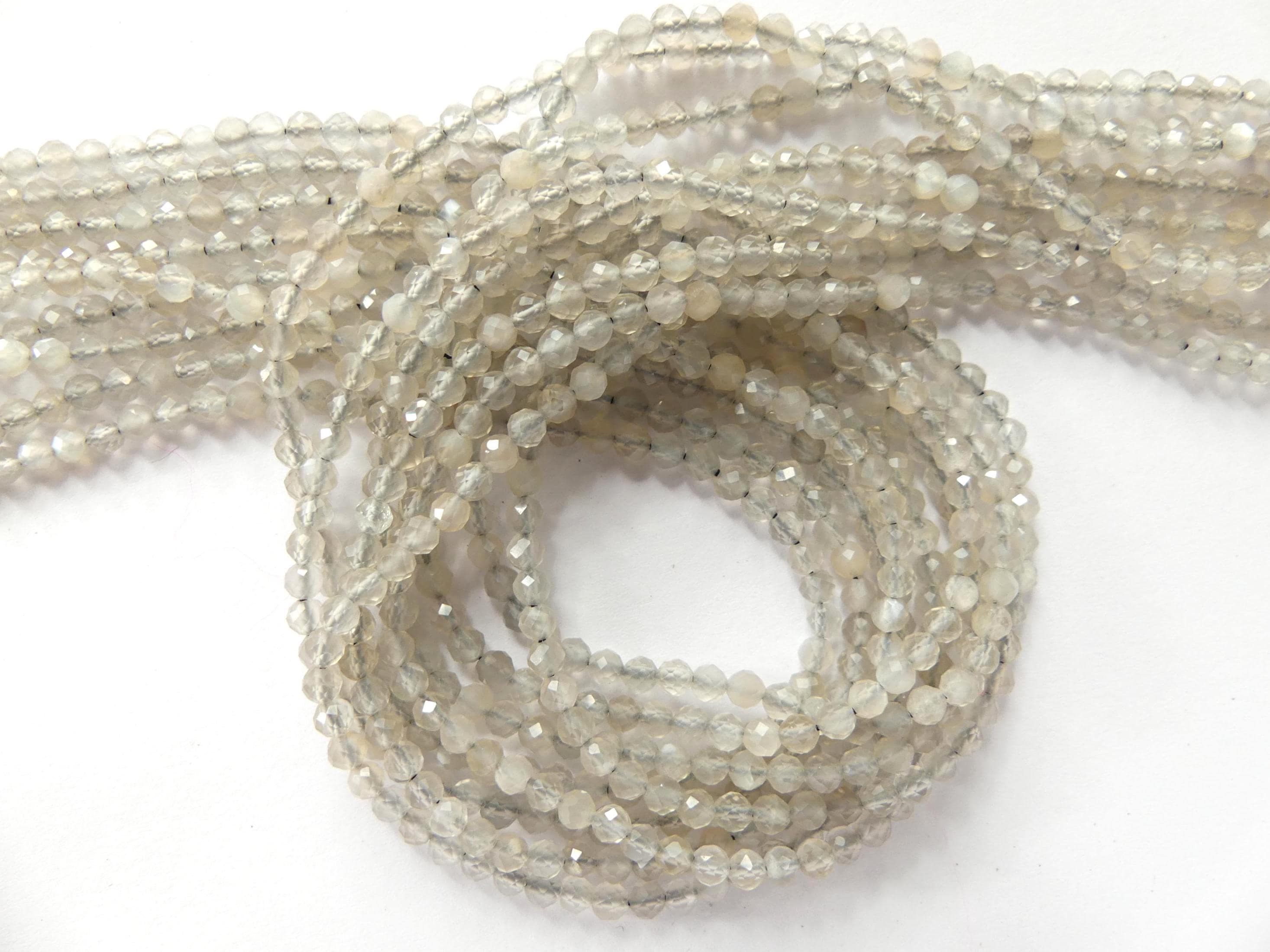 3mm Gray Moonstone Beads Faceted 15" Moonstone Gemstone Beads Beading Crafter Gift June Birthstone DIY Jewelry Fertility Stone