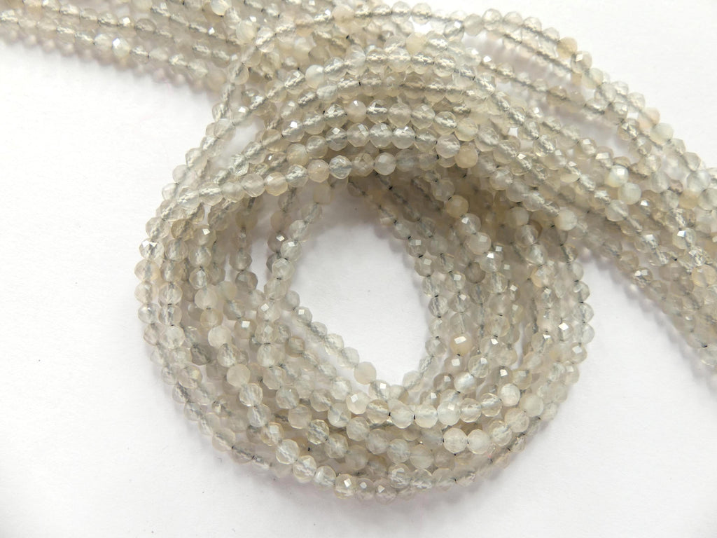 3mm Gray Moonstone Beads Faceted 15" Moonstone Gemstone Beads Beading Crafter Gift June Birthstone DIY Jewelry Fertility Stone