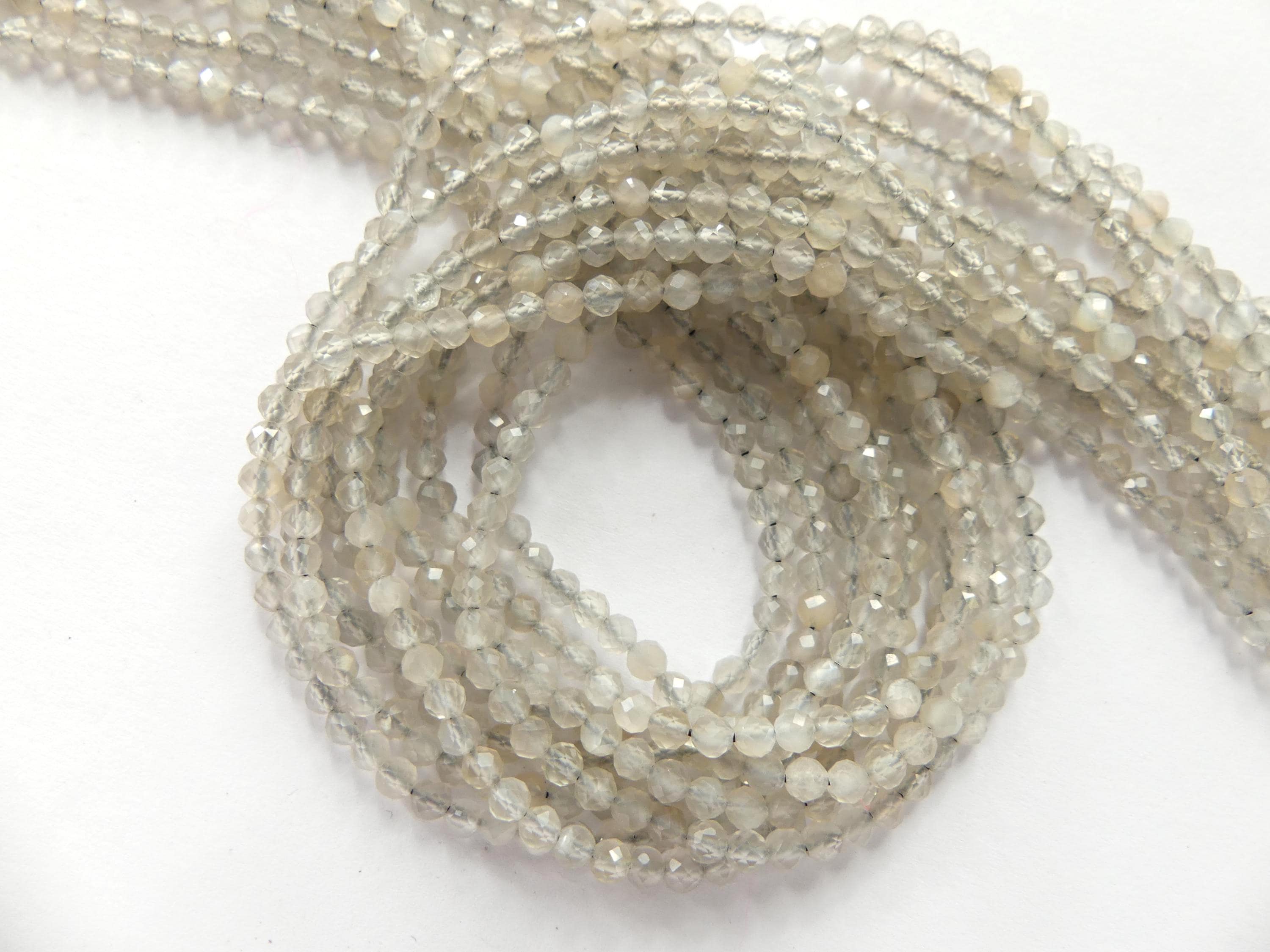 3mm Gray Moonstone Beads Faceted 15" Moonstone Gemstone Beads Beading Crafter Gift June Birthstone DIY Jewelry Fertility Stone