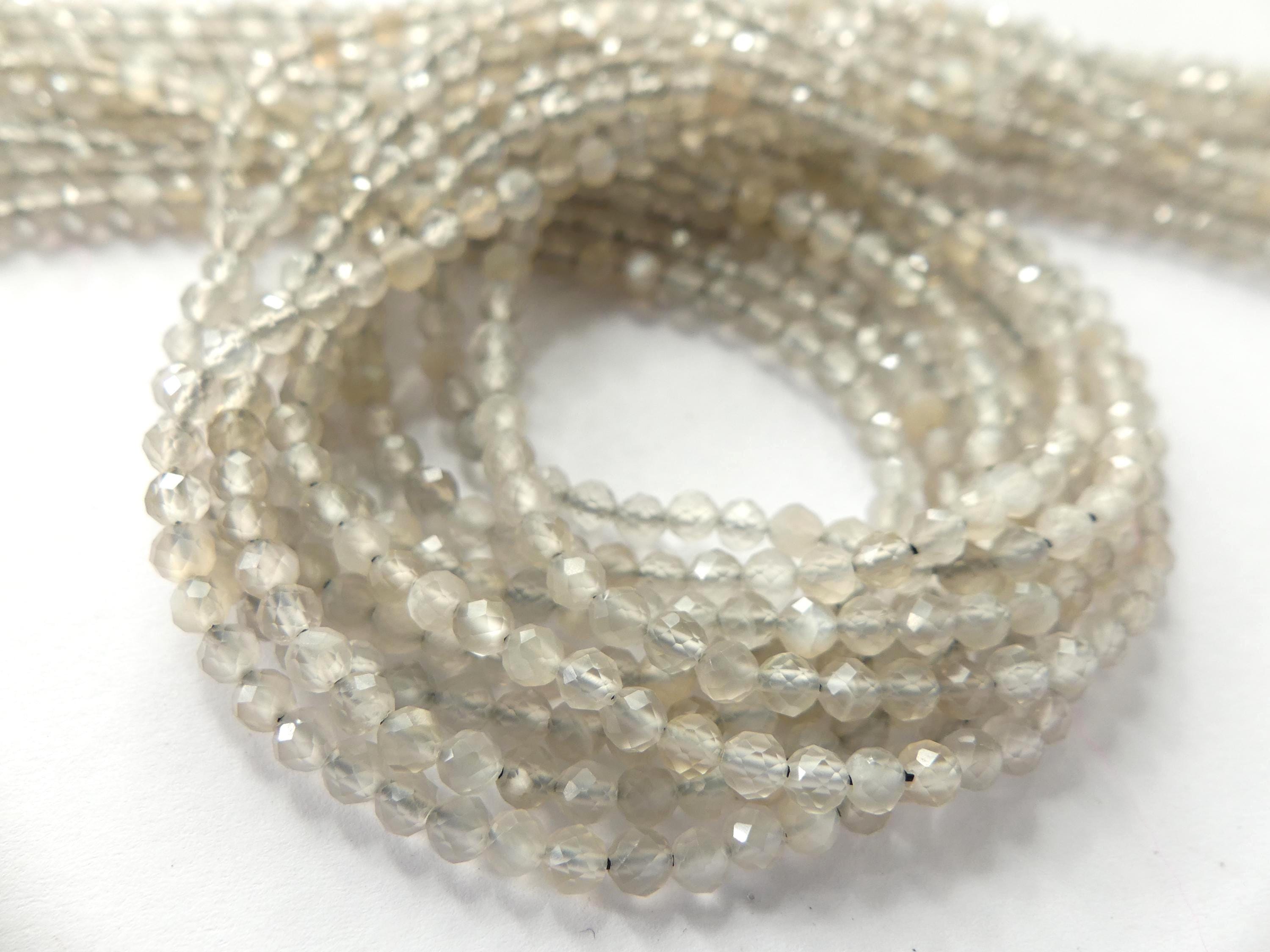 3mm Gray Moonstone Beads Faceted 15" Moonstone Gemstone Beads Beading Crafter Gift June Birthstone DIY Jewelry Fertility Stone