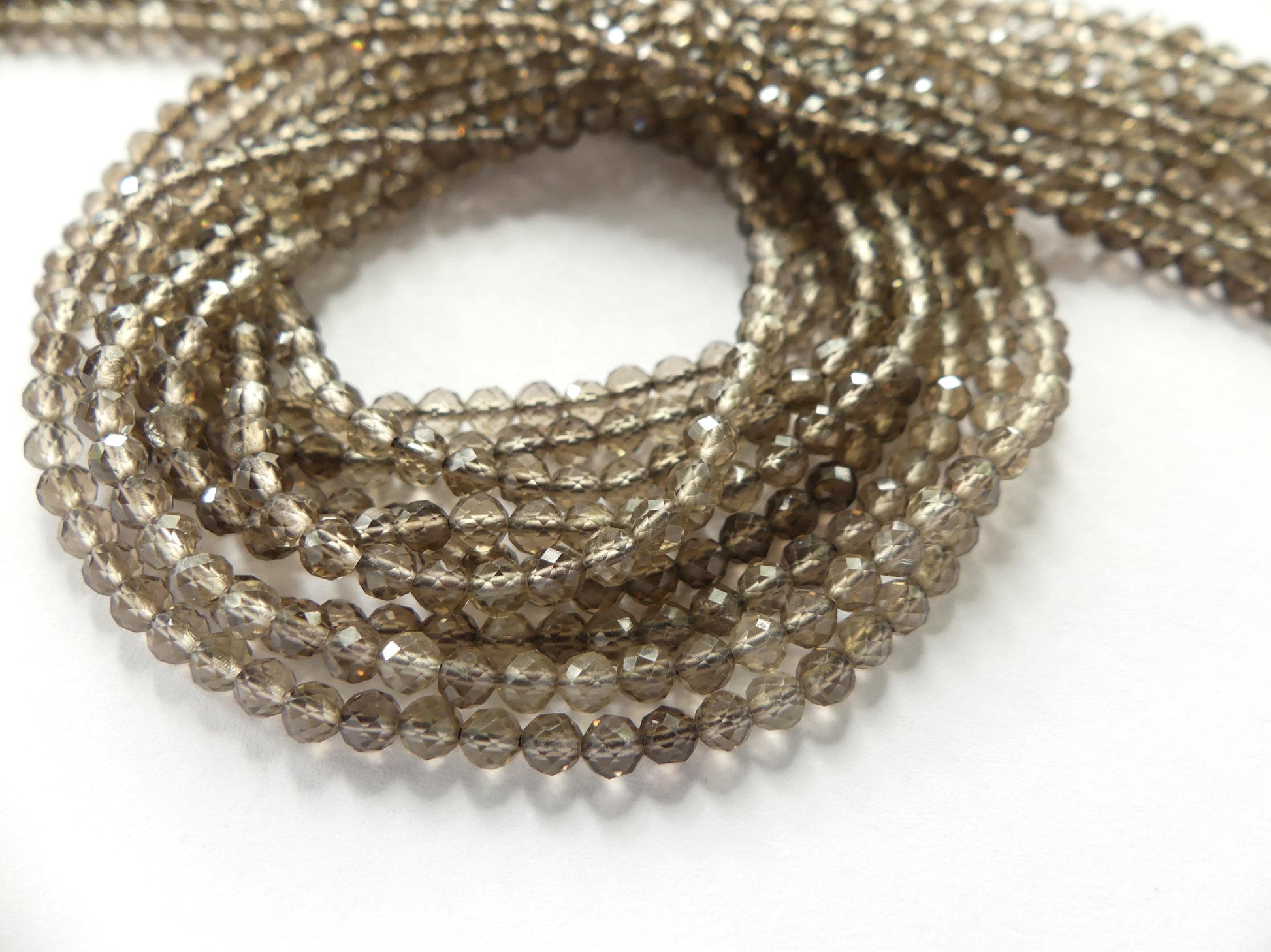 3mm AAA Smoky Quartz Micro Faceted Beads Genuine Beads 15" Sparkly Light Smoky Quartz Gemstone Beads Beading Crafter Gift