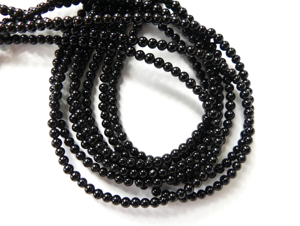 3mm Natural Black Onyx Beads Smooth Onyx 15" Natural Onyx Gemstone Beads Beading Crafter Gift DIY jewelry